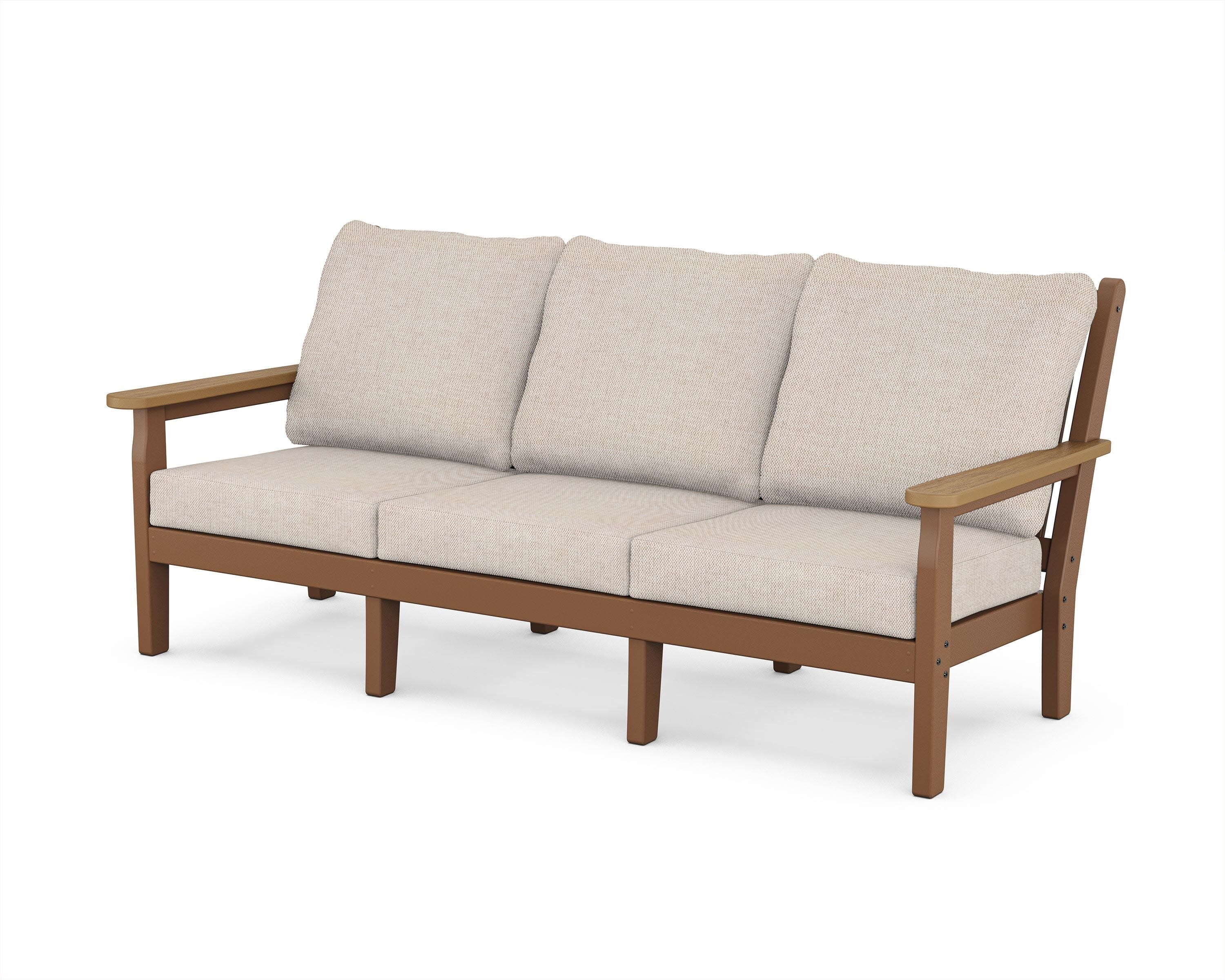 Chippendale Deep Seating Sofa in Teak / Natural / Blend Linen