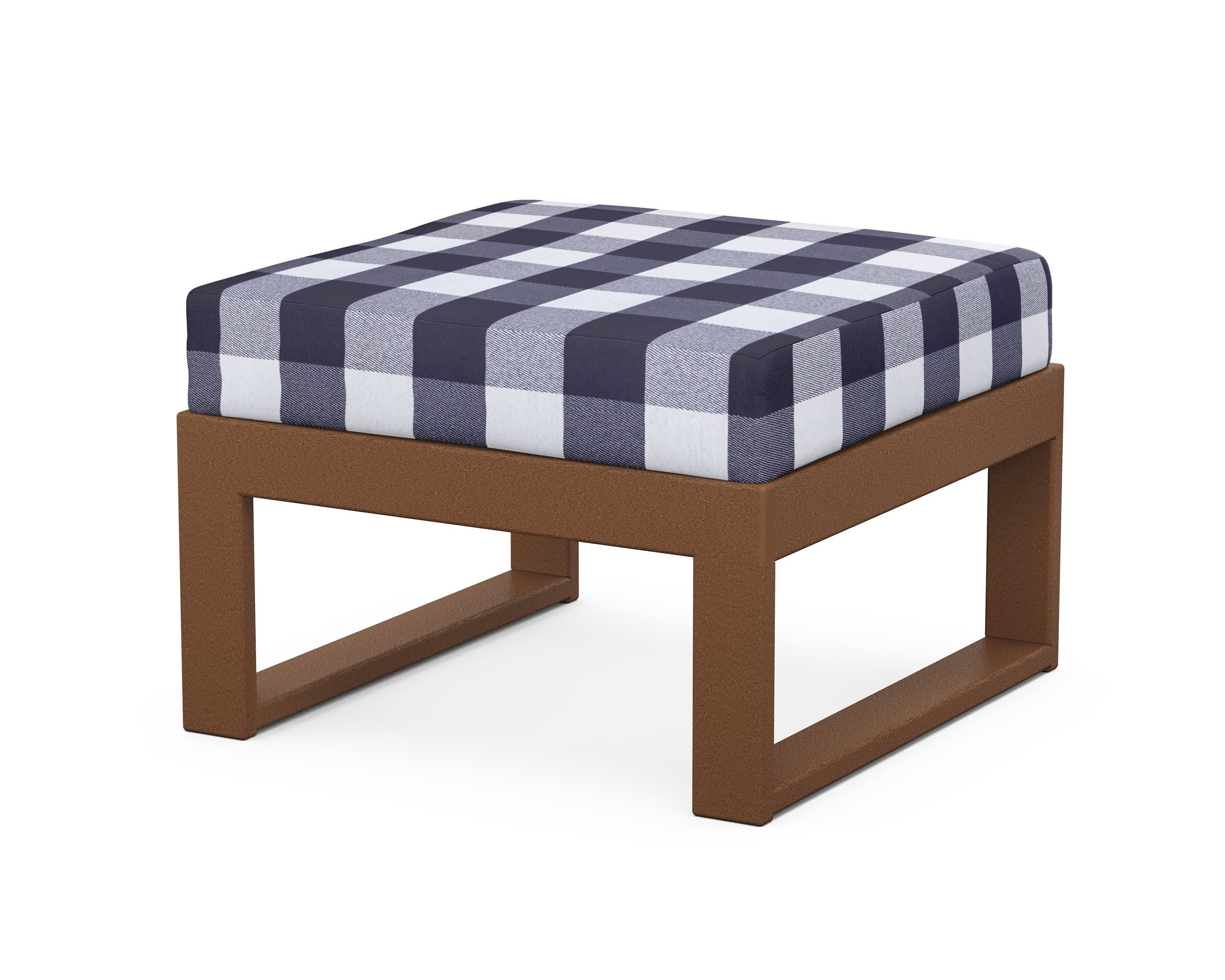 Modular Ottoman - Modern in Teak / Buffalo Plaid Navy