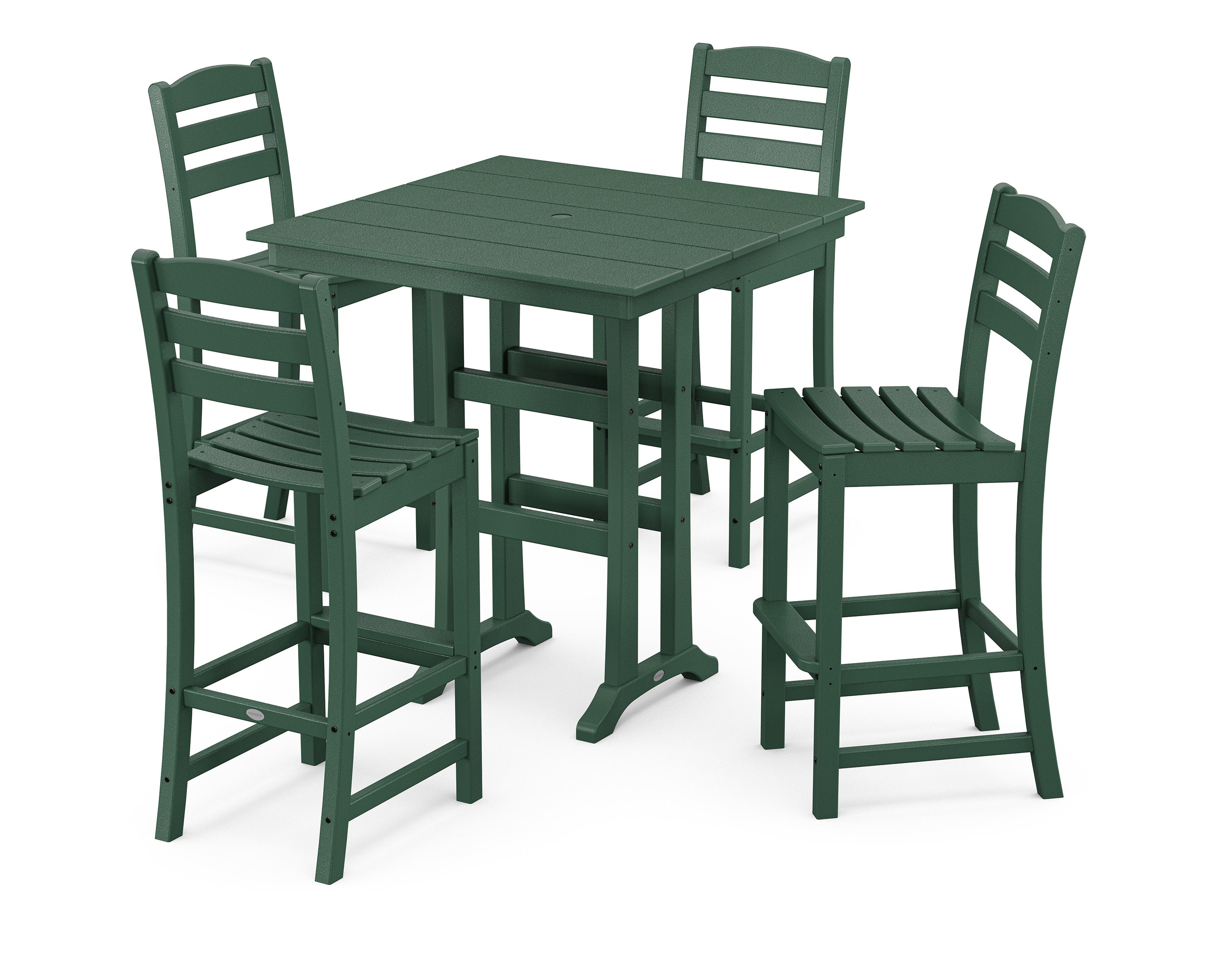 La Casa Caf 5-Piece Farmhouse Trestle Bar Set in Green
