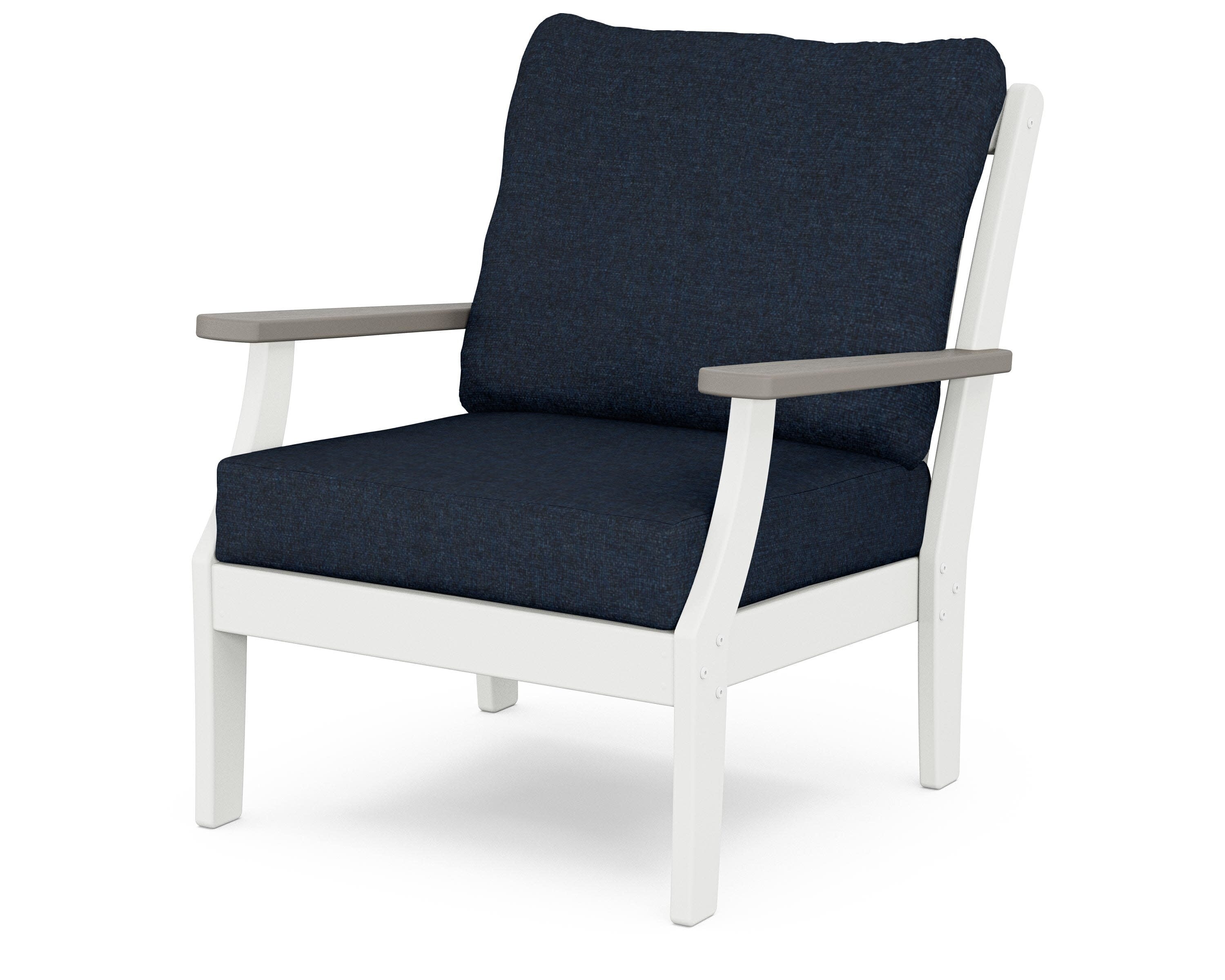 Braxton Deep Seating Chair in White / Driftwood / Marine Indigo