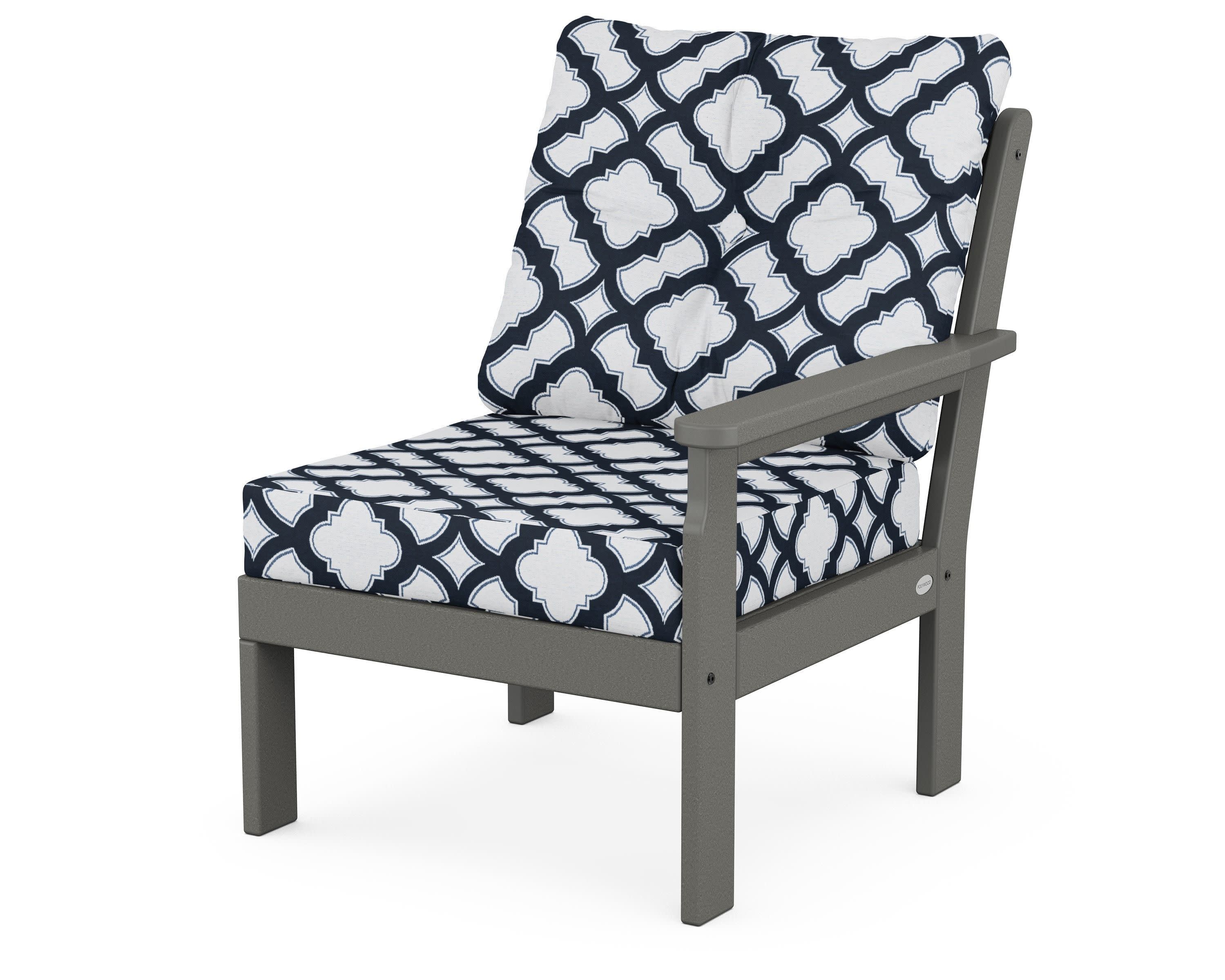 Vineyard Modular Right Arm Chair in Slate Grey / Trellis Marine Indigo