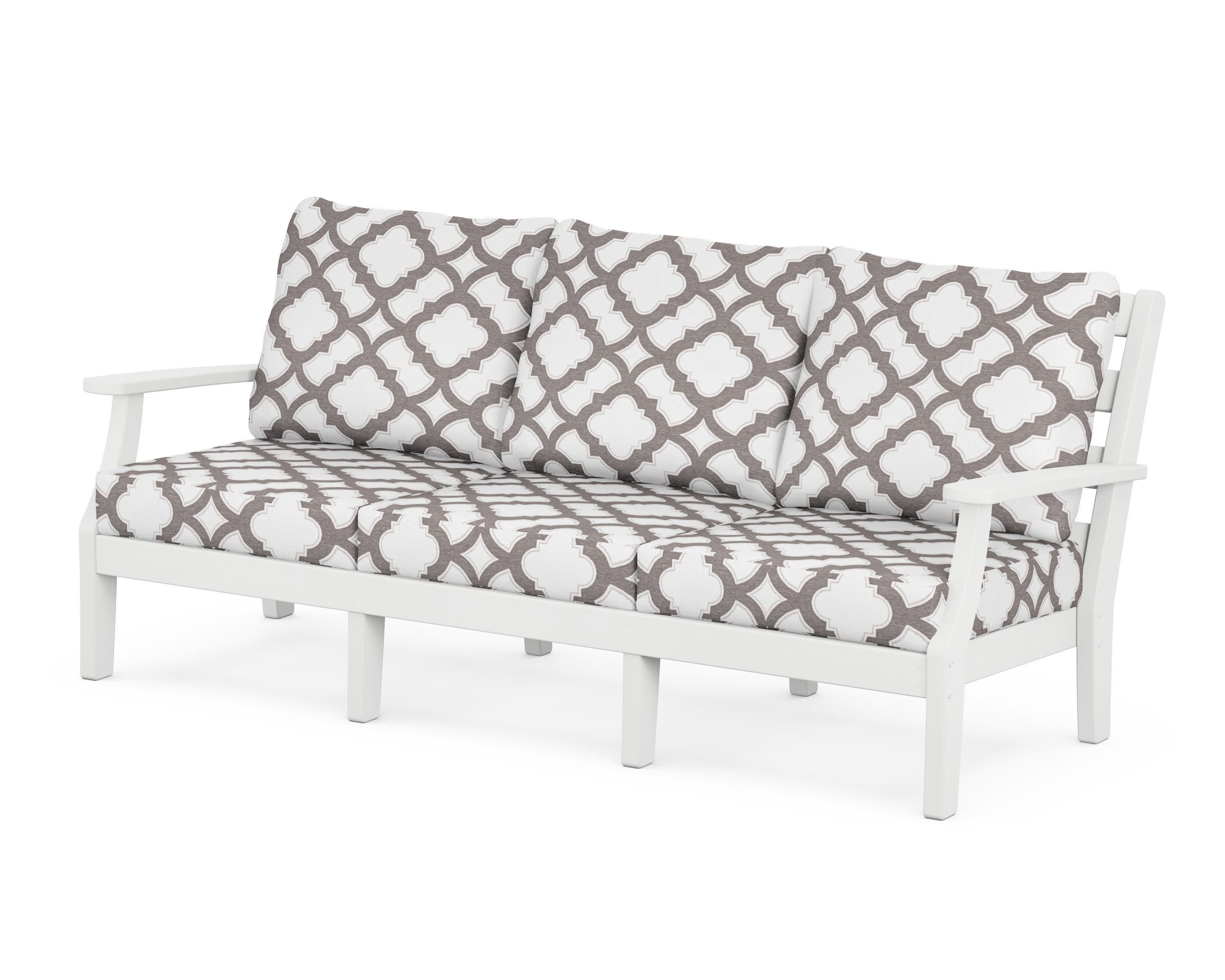Chesapeake Deep Seating Sofa in White / Trellis Grey Mist