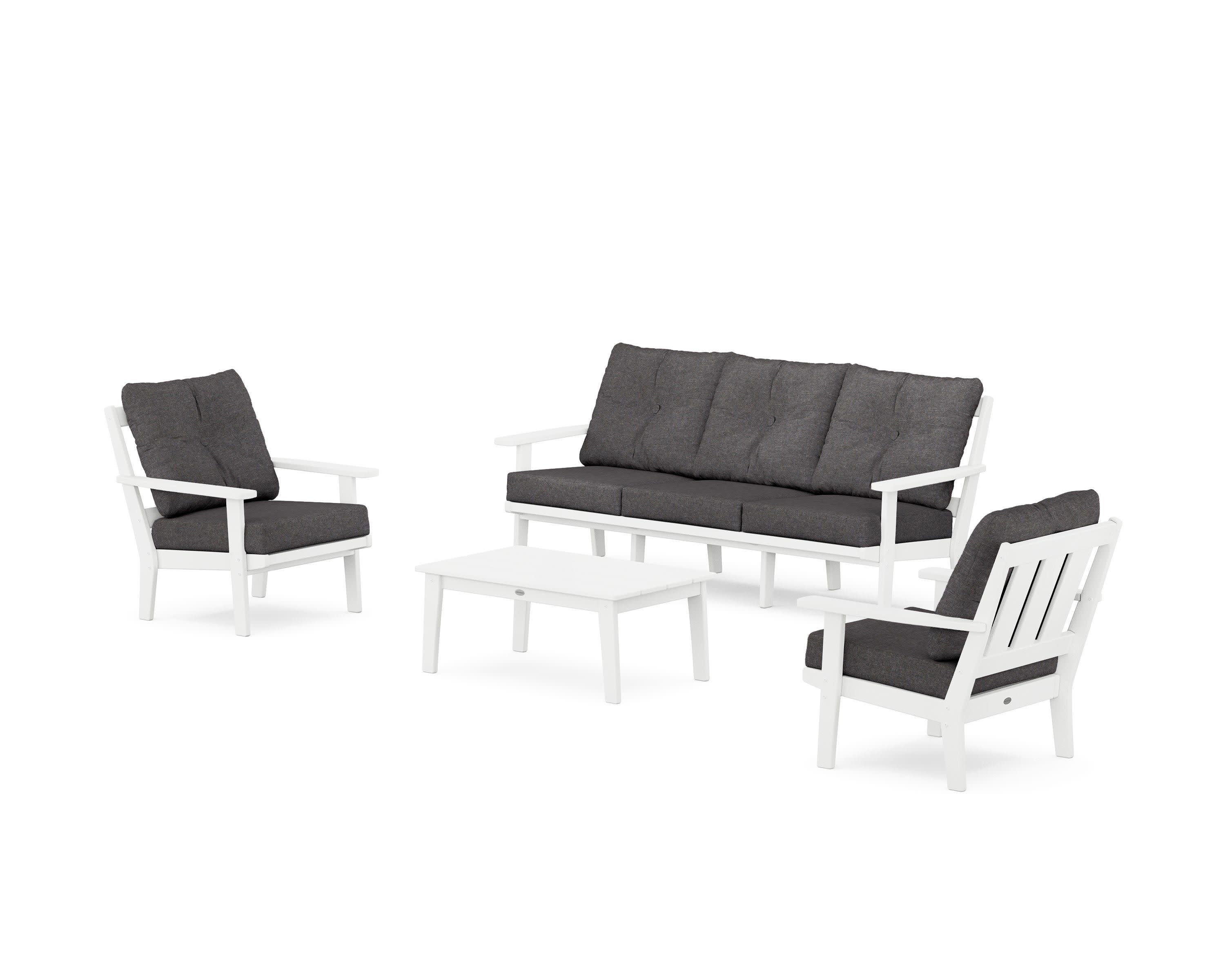 Oxford 4-Piece Deep Seating Set with Sofa in White / Ash Charcoal