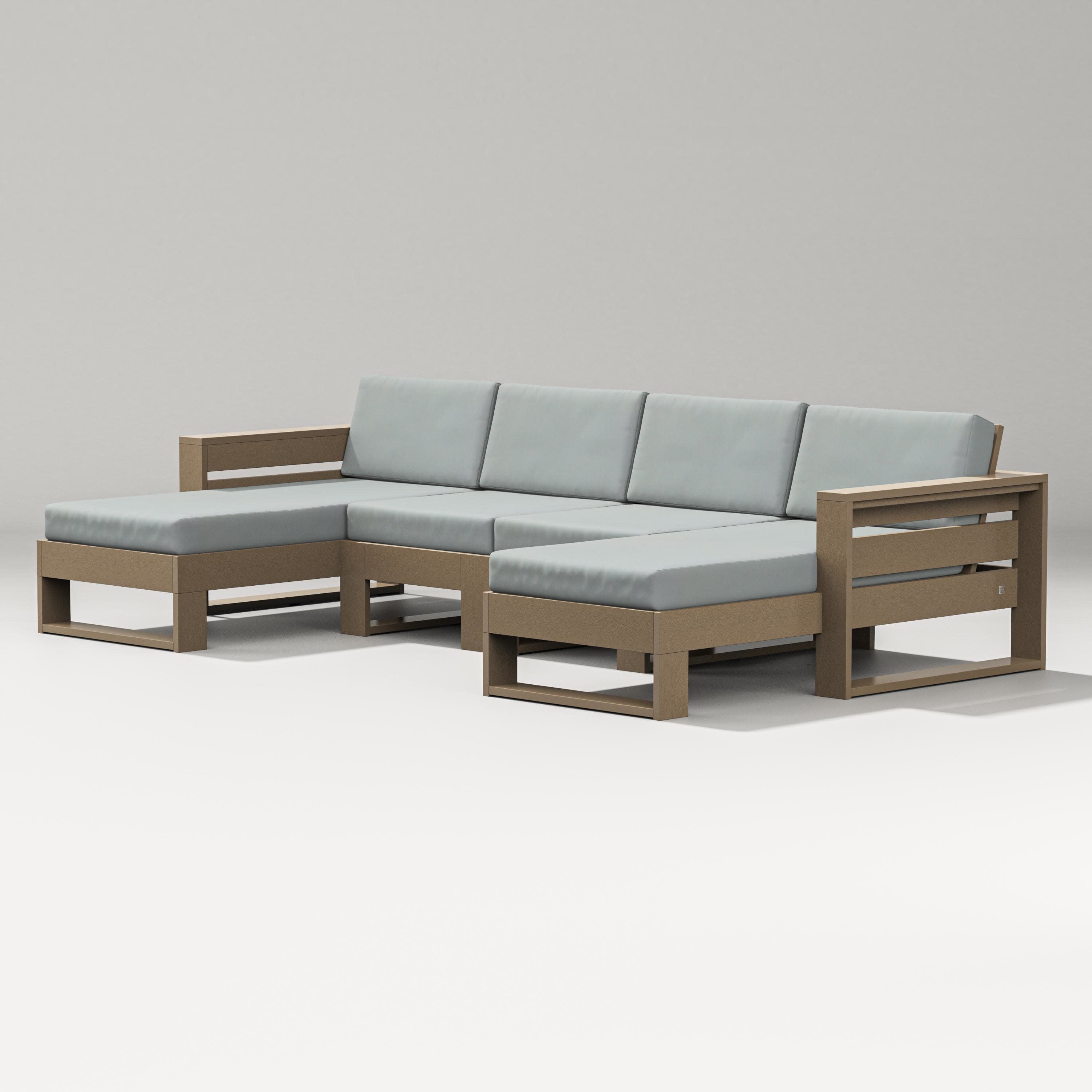 Latitude Double Chaise Sectional in Vintage Sahara / Spa