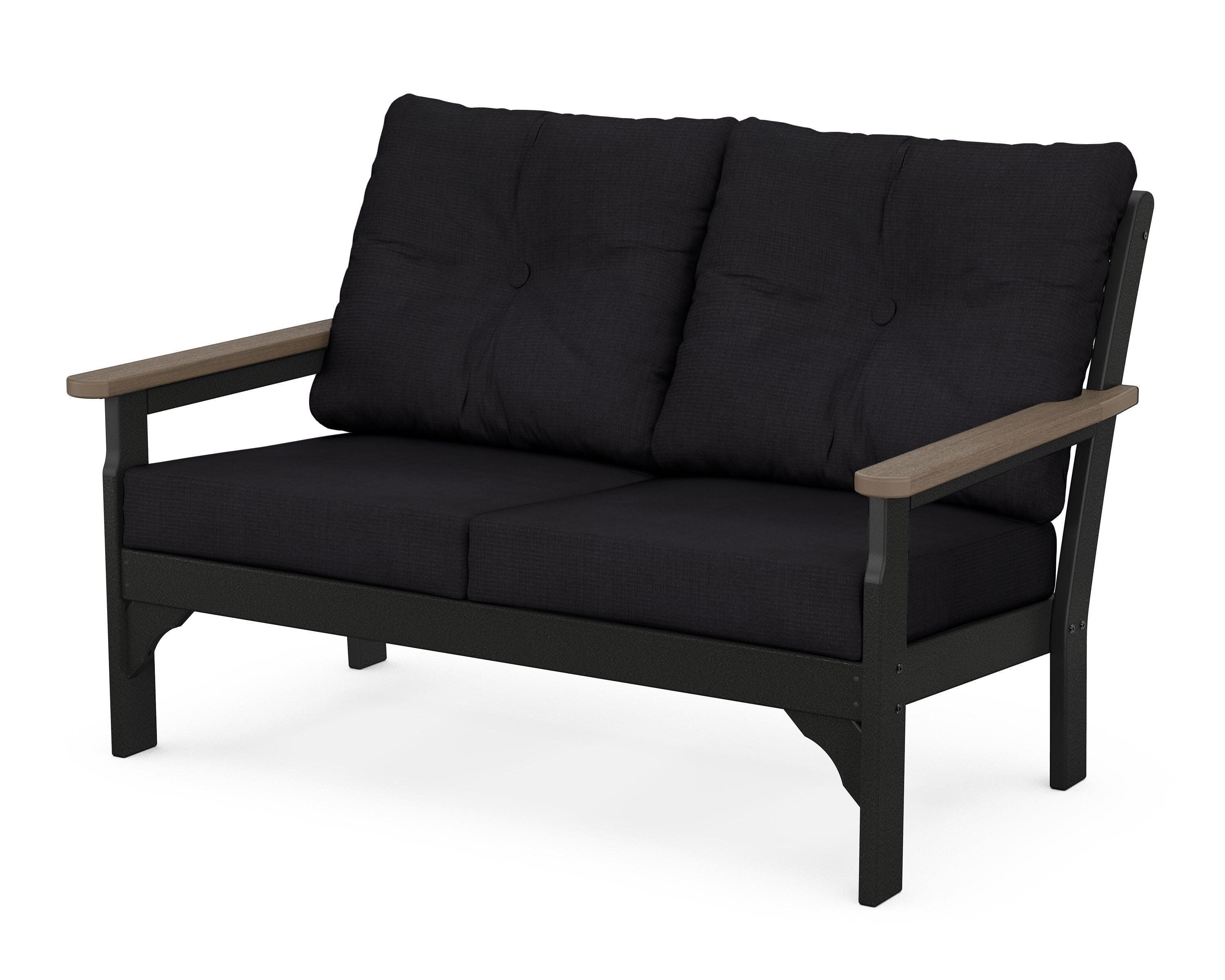 Vineyard Deep Seating Loveseat in Black / Kona / Midnight Linen