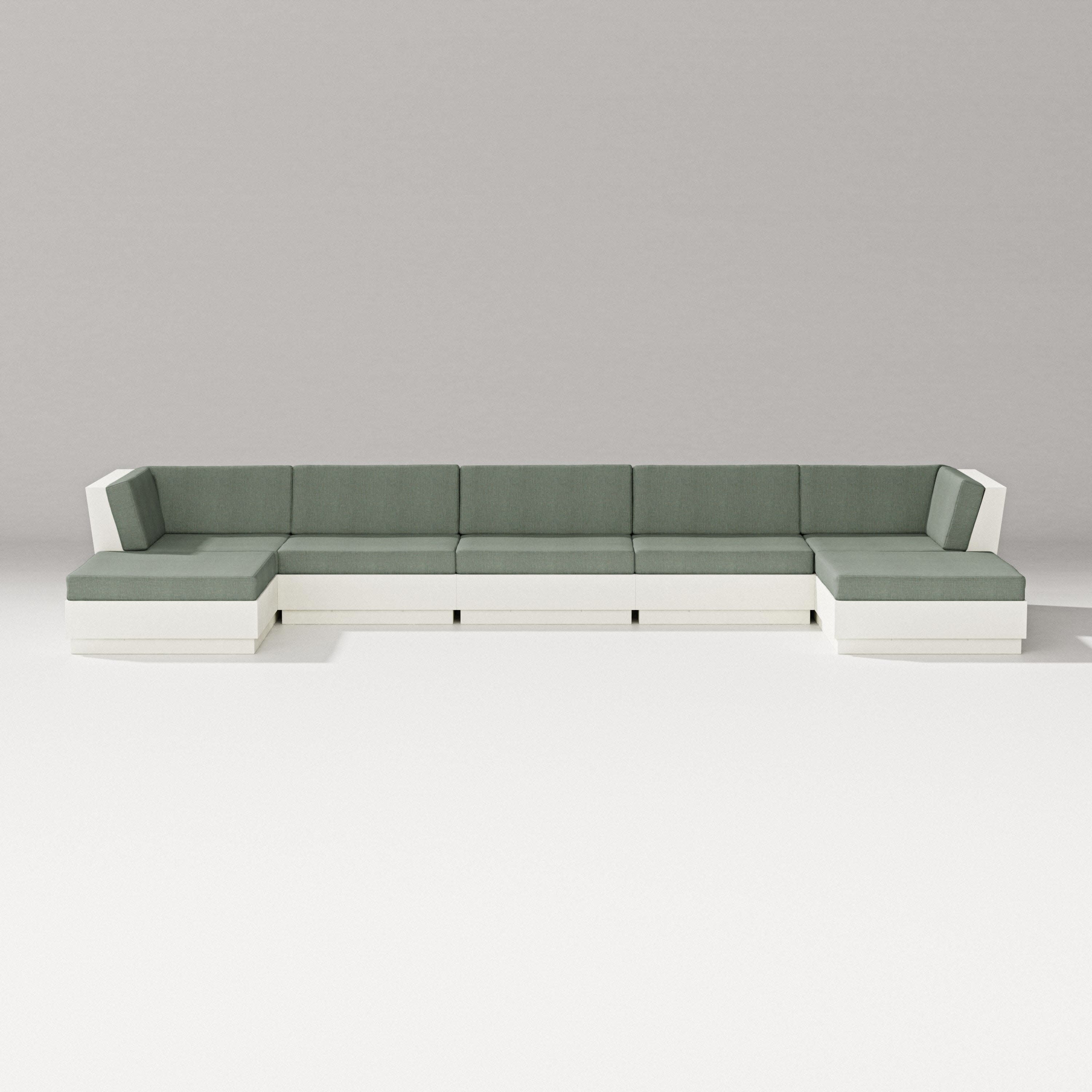 Elevate 7-Piece Double Chaise Sectional in Vintage White / Cast Sage