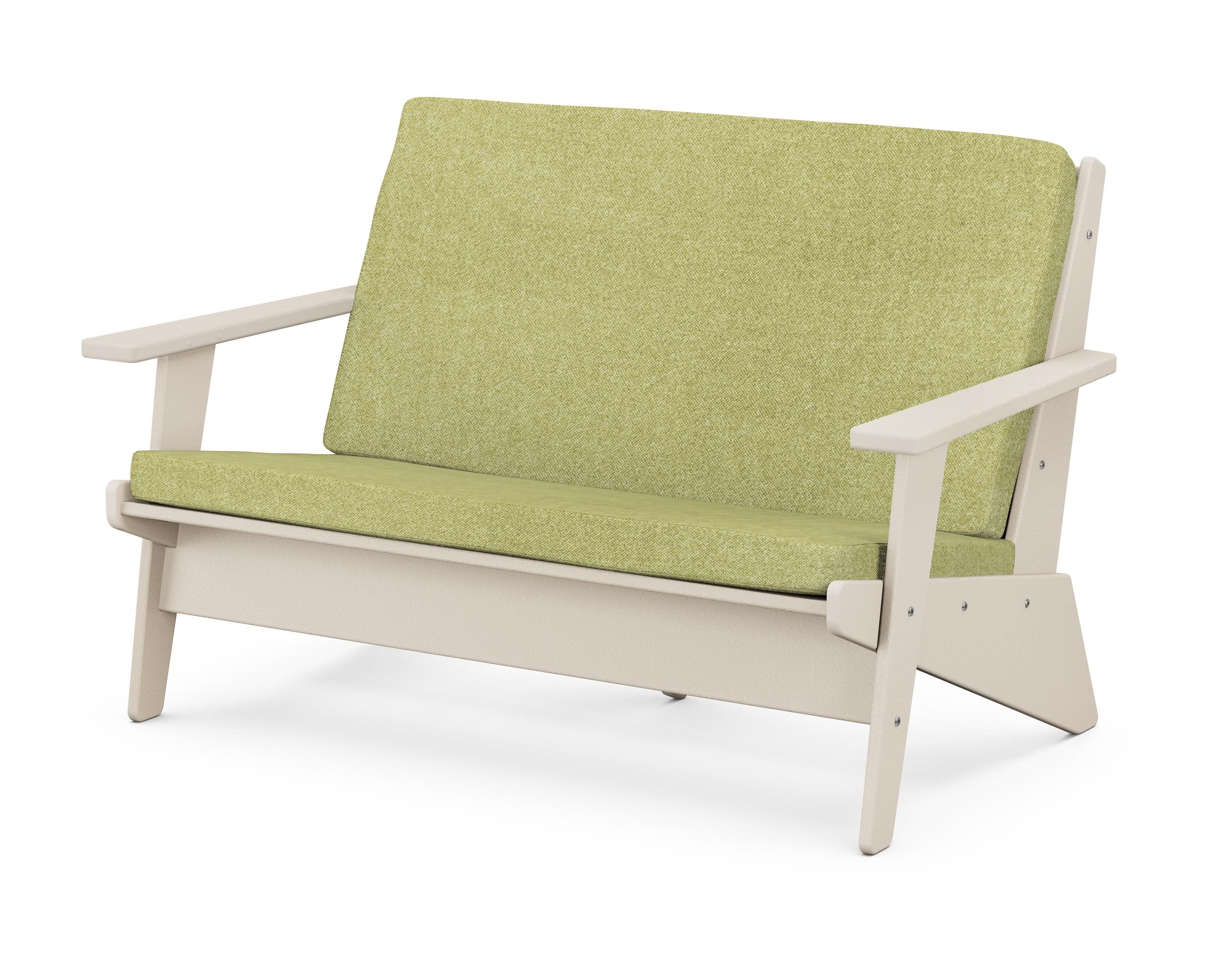 Riviera Modern Lounge Loveseat in Sand / Chartreuse Boucle