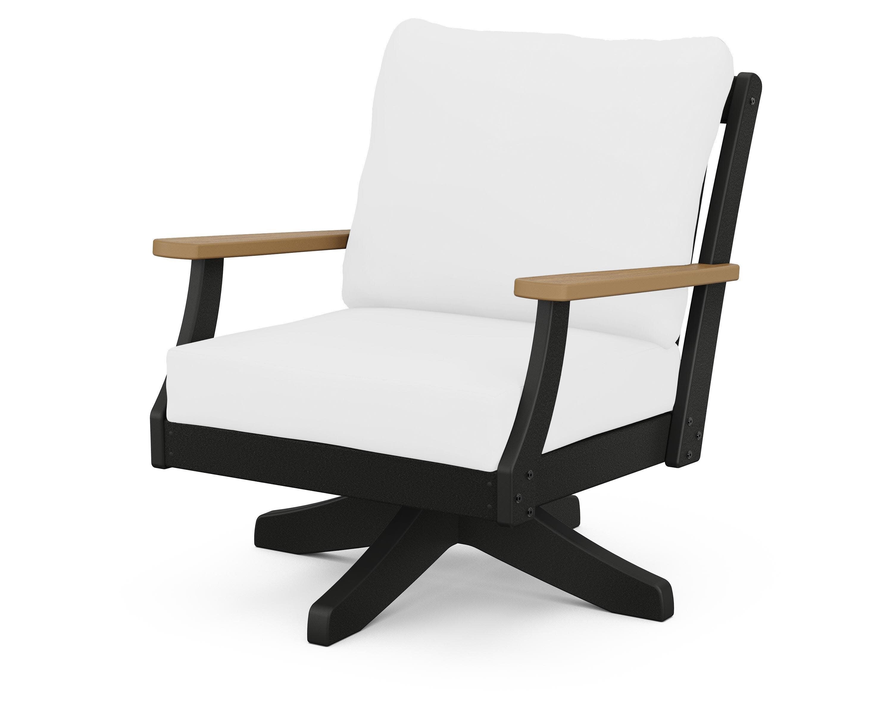 Braxton Deep Seating Swivel Chair in Black / Natural / Natural