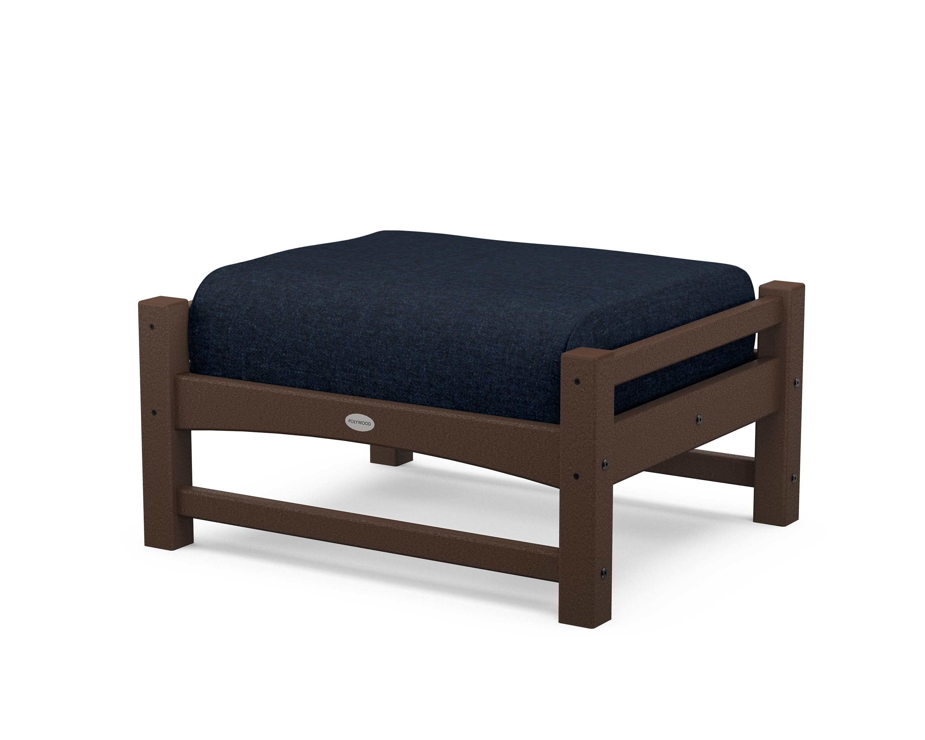 Club Ottoman in Mahogany / Marine Indigo