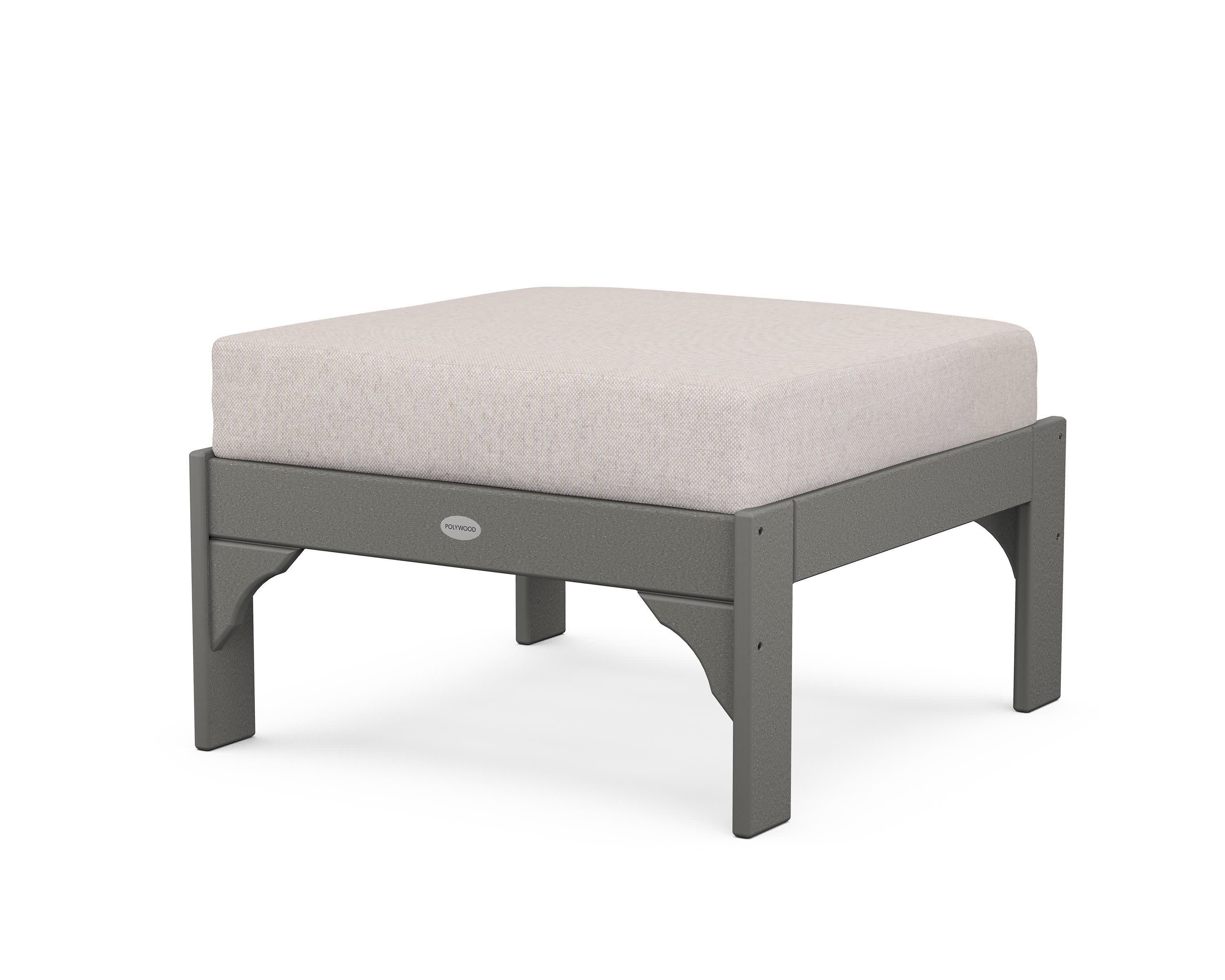 Vineyard Deep Seating Ottoman in Slate Grey / Dune Burlap