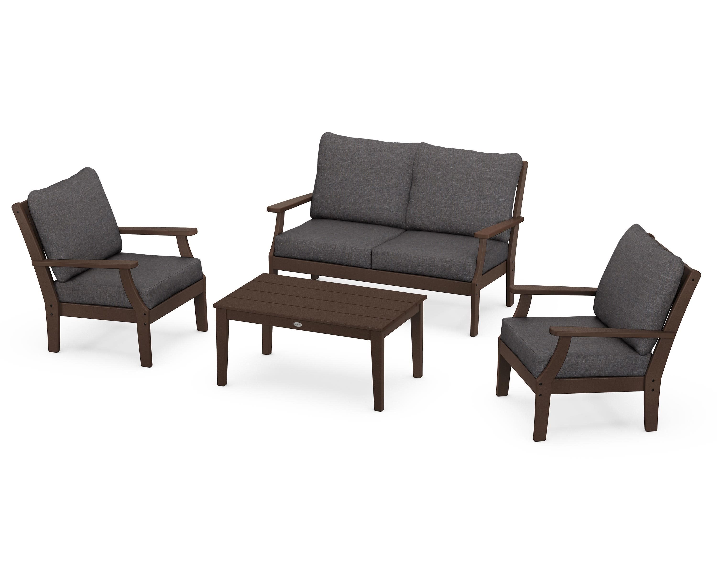 Braxton 4-Piece Deep Seating Chair Set in Mahogany / Ash Charcoal