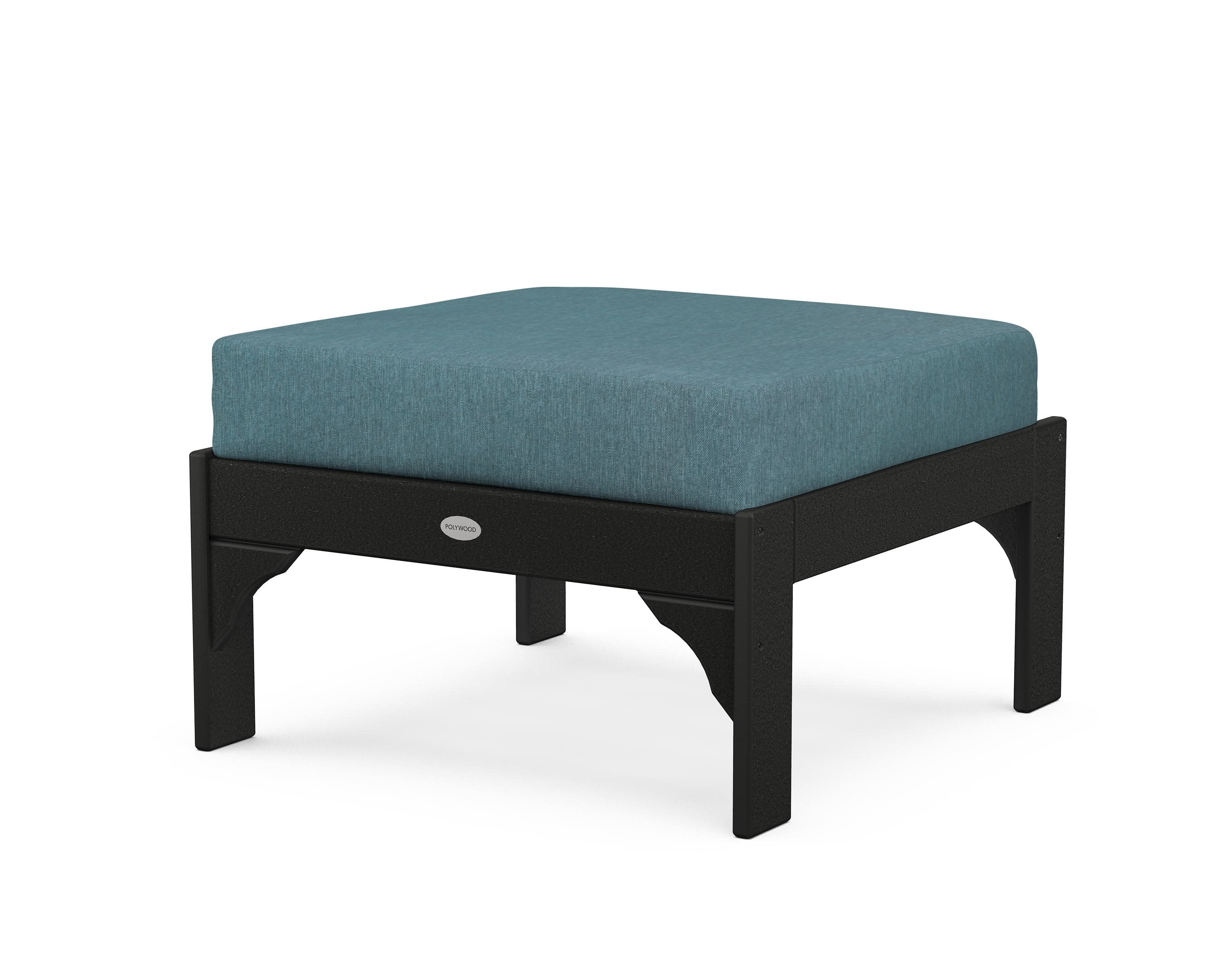 Vineyard Deep Seating Ottoman in Black / Ocean Teal