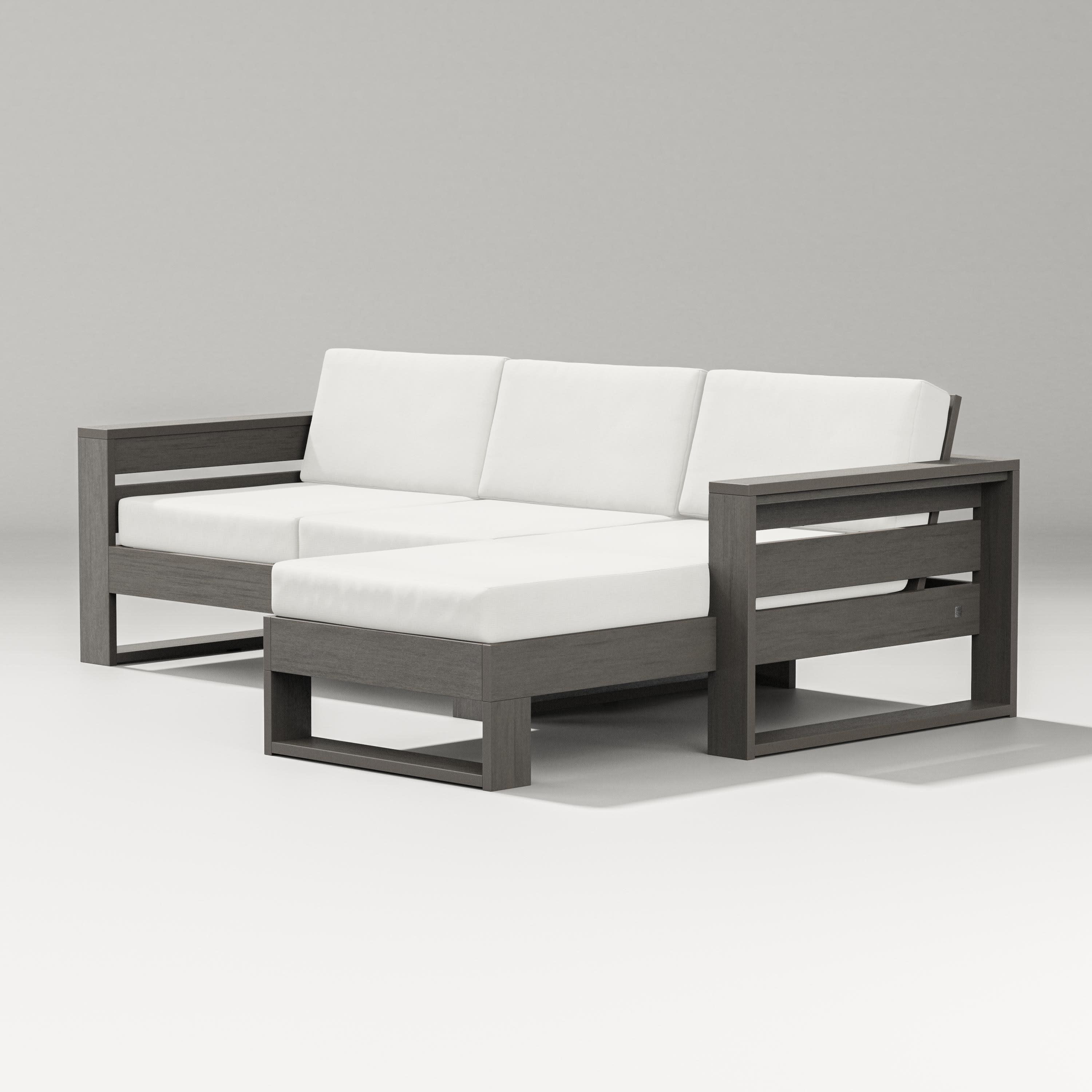 Latitude Right Chaise Sectional in Driftwood / Natural Linen