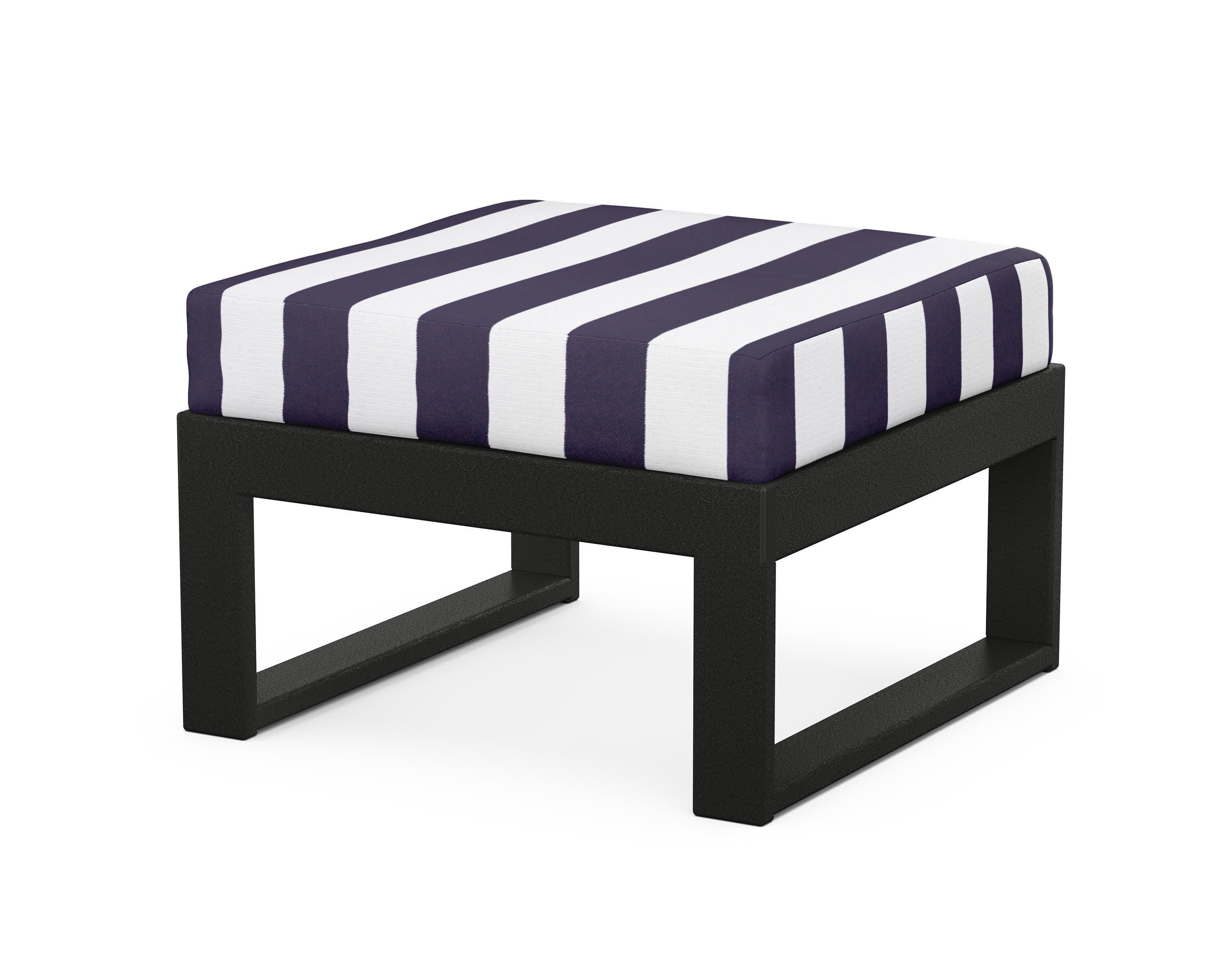 Modular Ottoman - Modern in Black / Cabana Stripe Navy