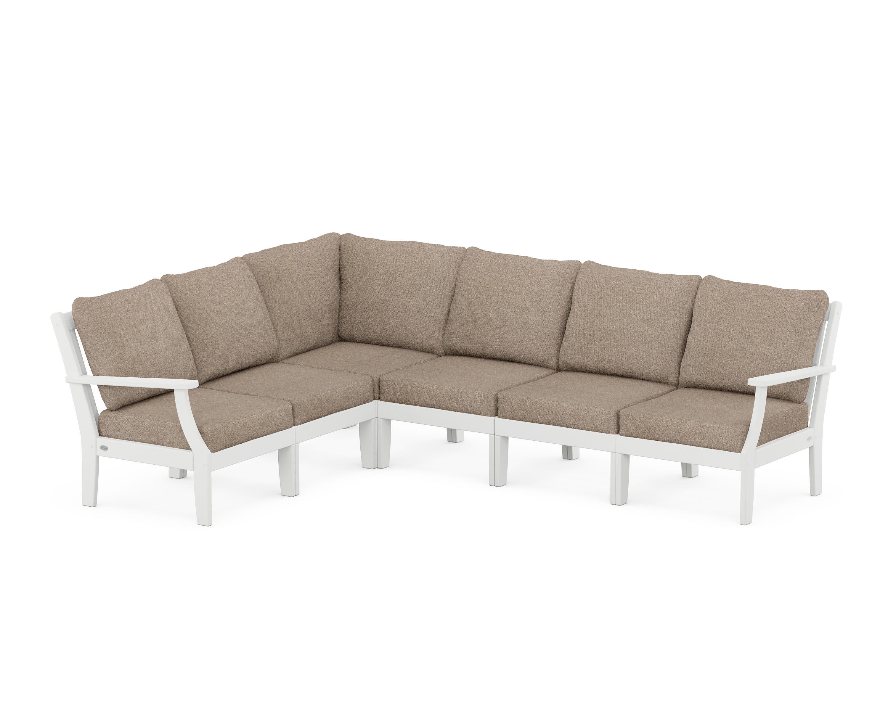 Braxton Modular 6-Piece Deep Seating Set in White / Spiced Burlap