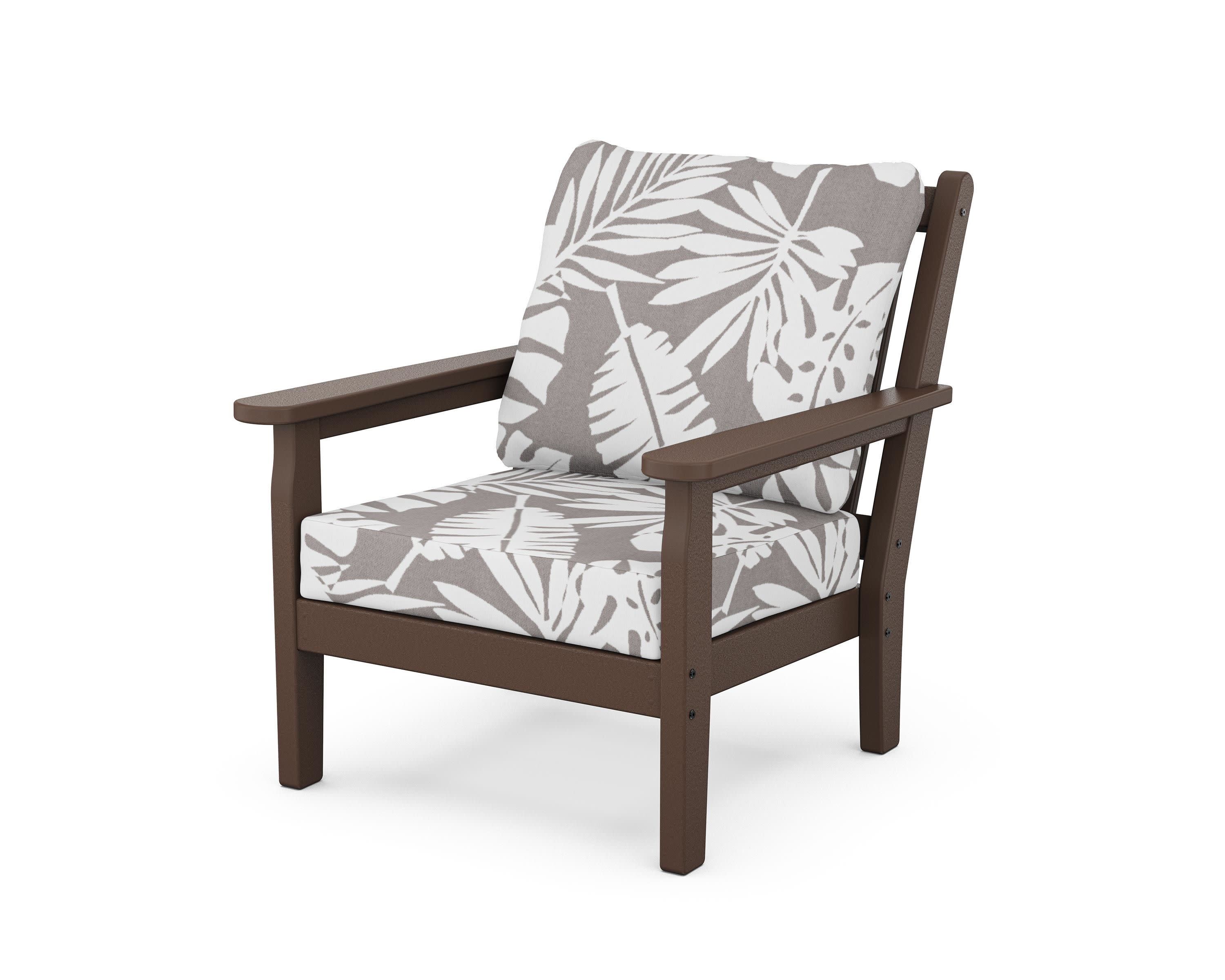 Chippendale Deep Seating Chair in Mahogany / Leaf Grey Mist