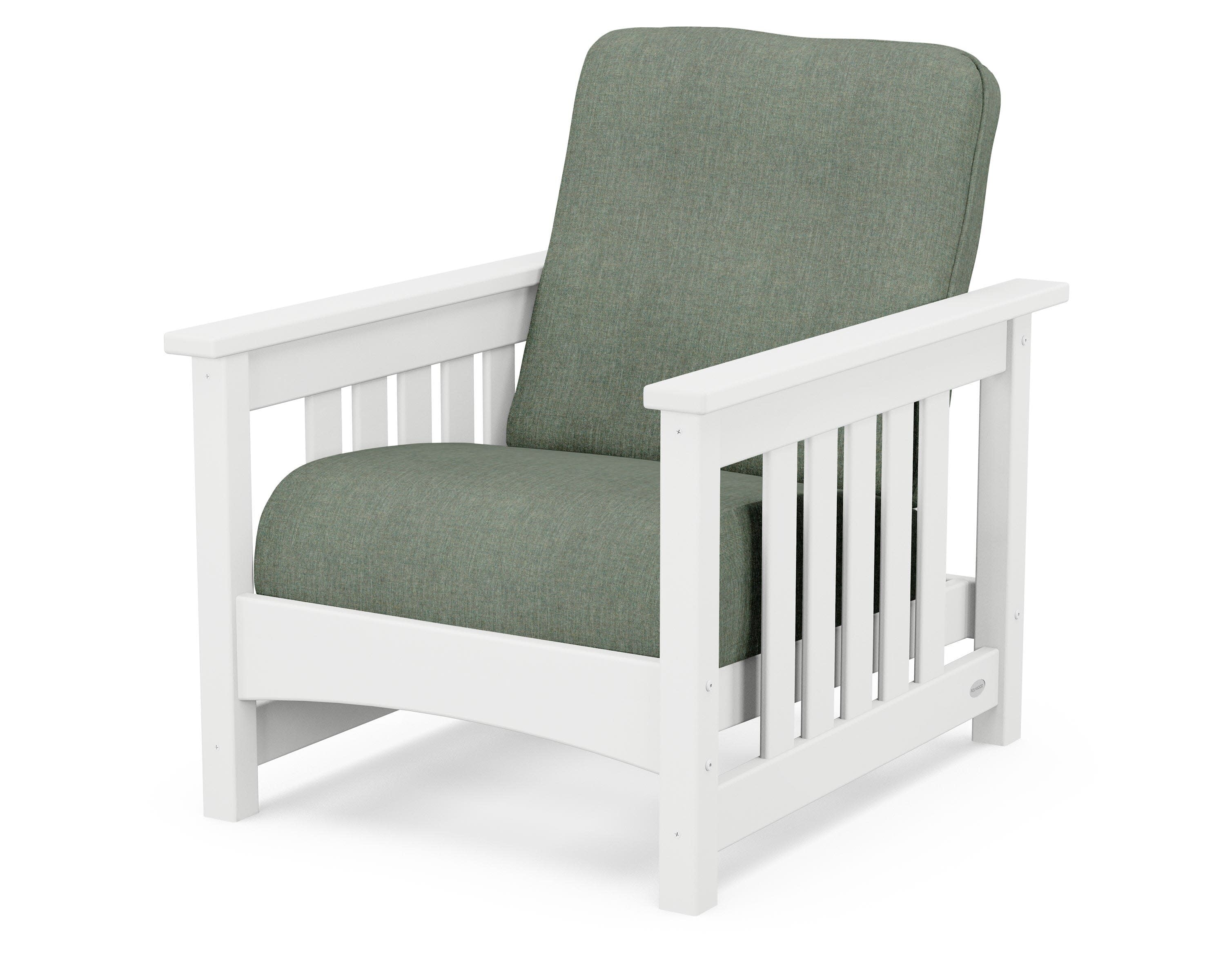 Club Mission Chair in White / Cast Sage