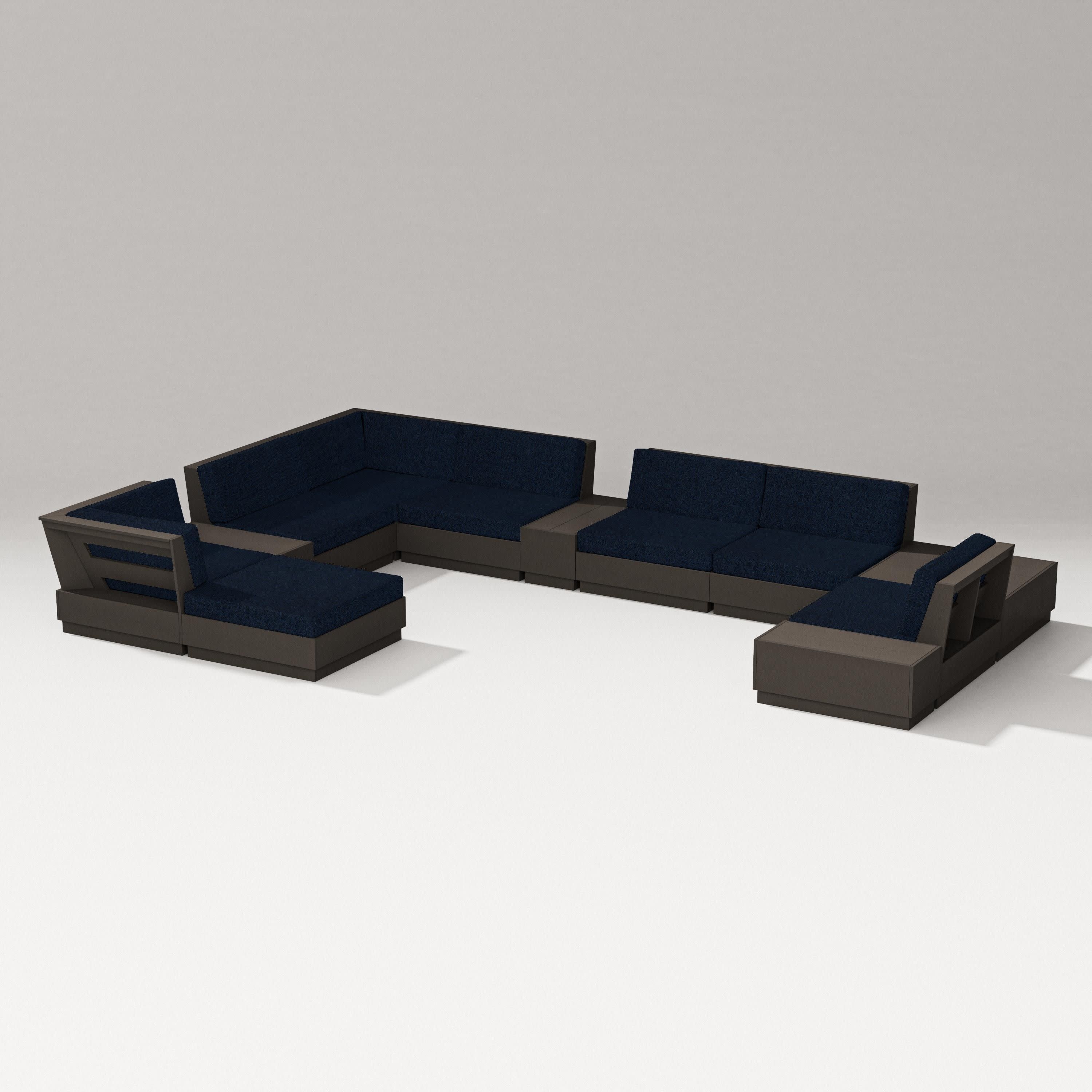 Elevate 12-Piece Conversation Sectional Set in Vintage Coffee / Marine Indigo
