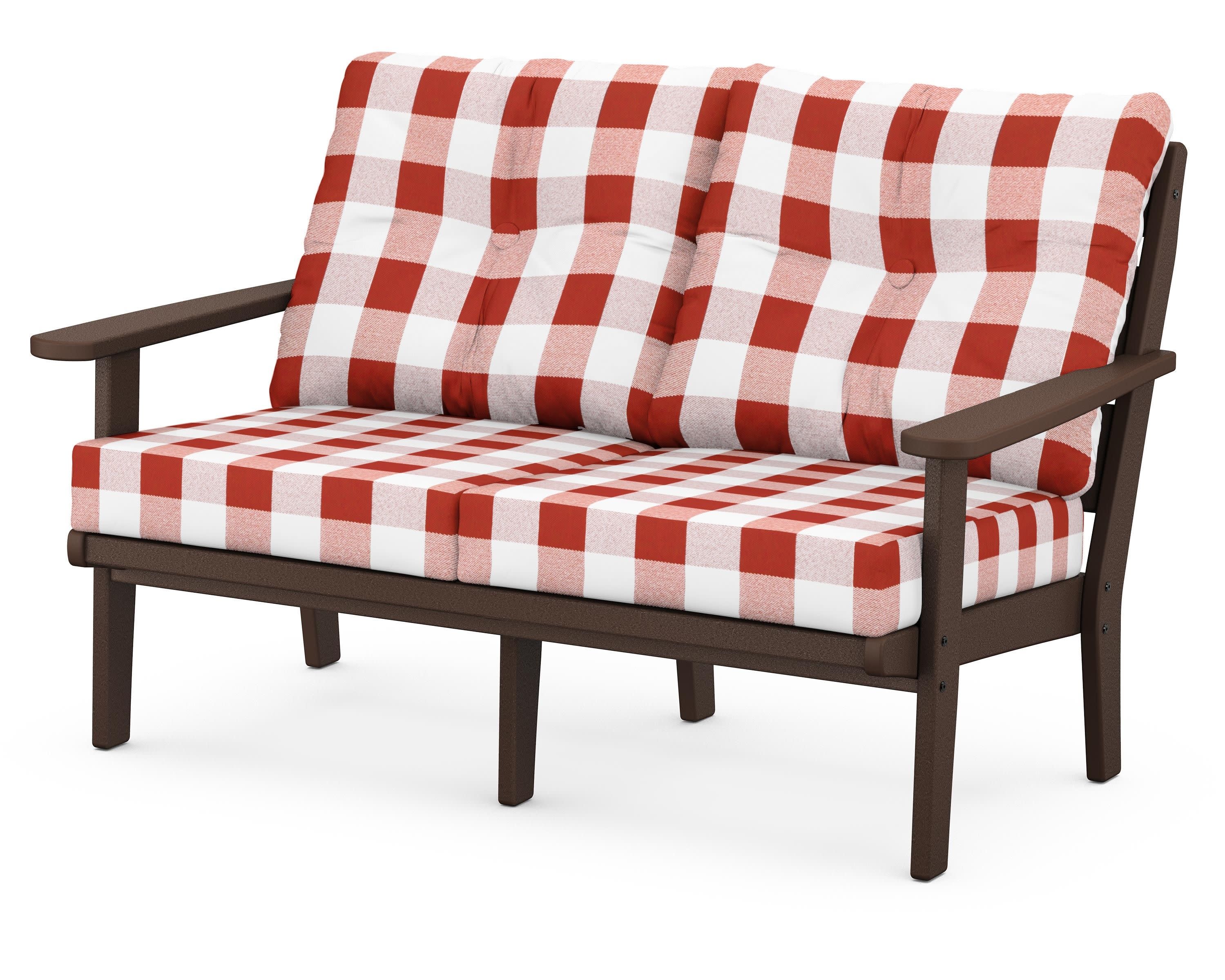 Lakeside Deep Seating Loveseat in Mahogany / Buffalo Plaid Crimson