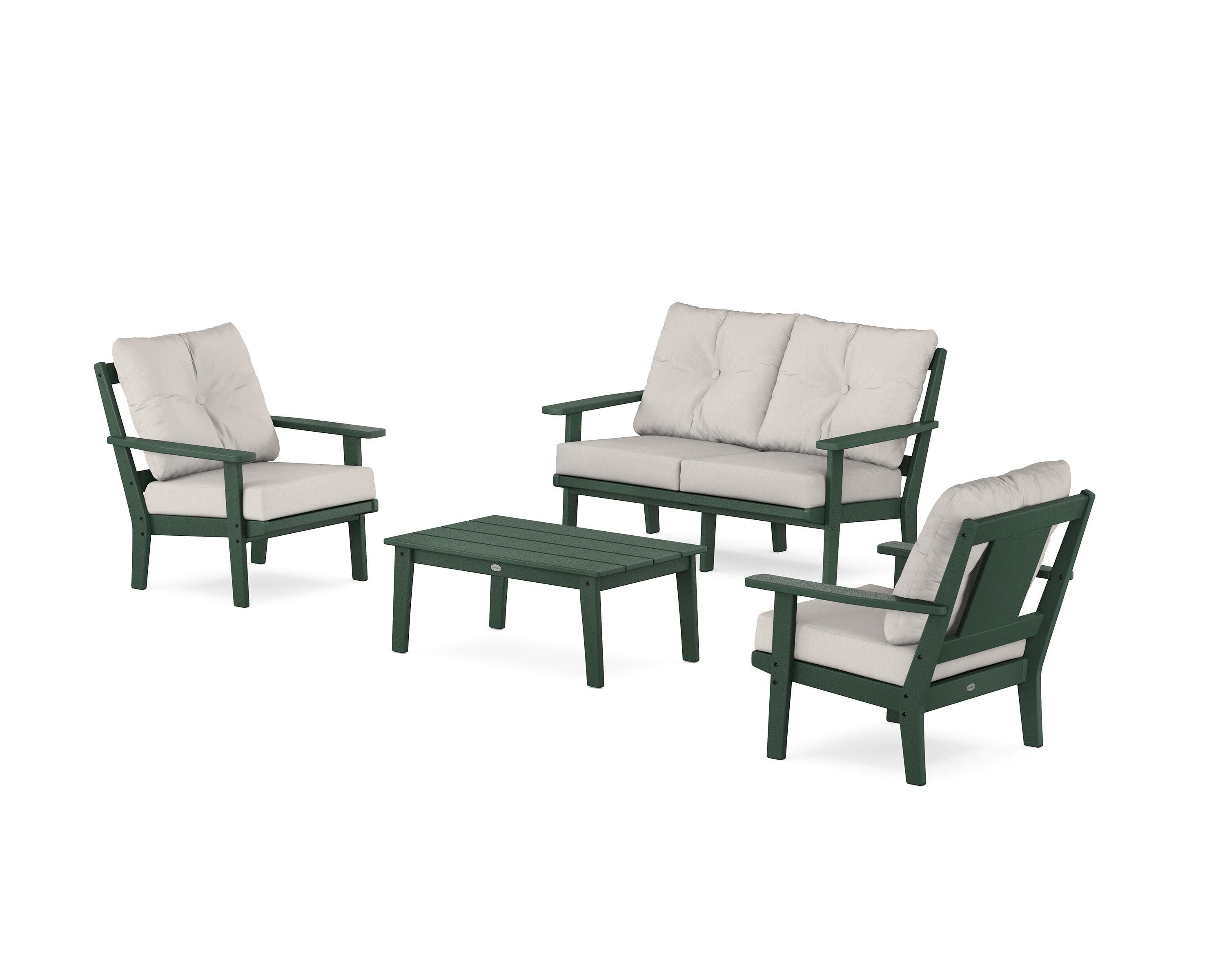 Prairie 4-Piece Deep Seating Set with Loveseat in Green / Cast Ash