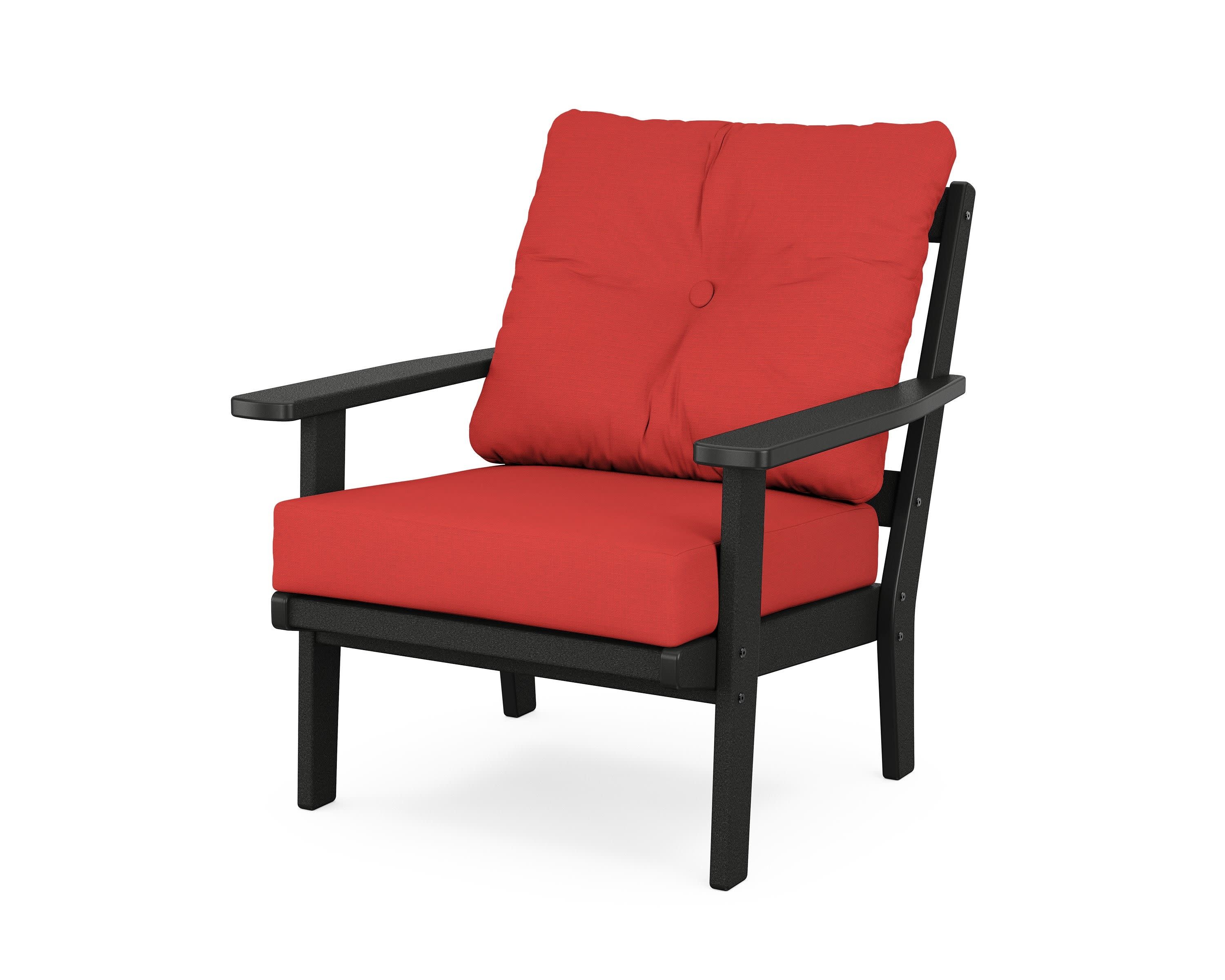 Oxford Deep Seating Chair in Black / Crimson Linen