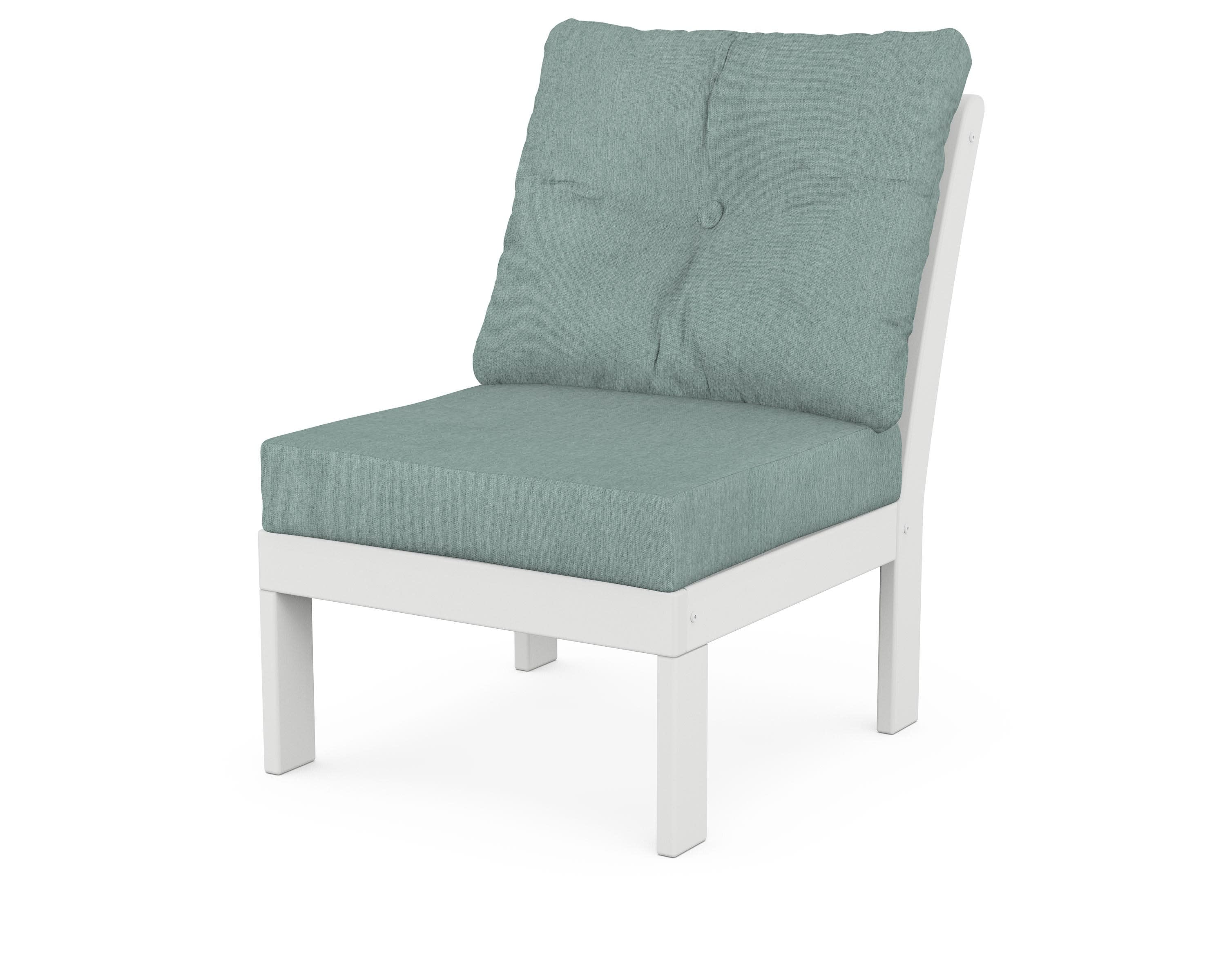 Vineyard Modular Armless Chair in White / Glacier Spa