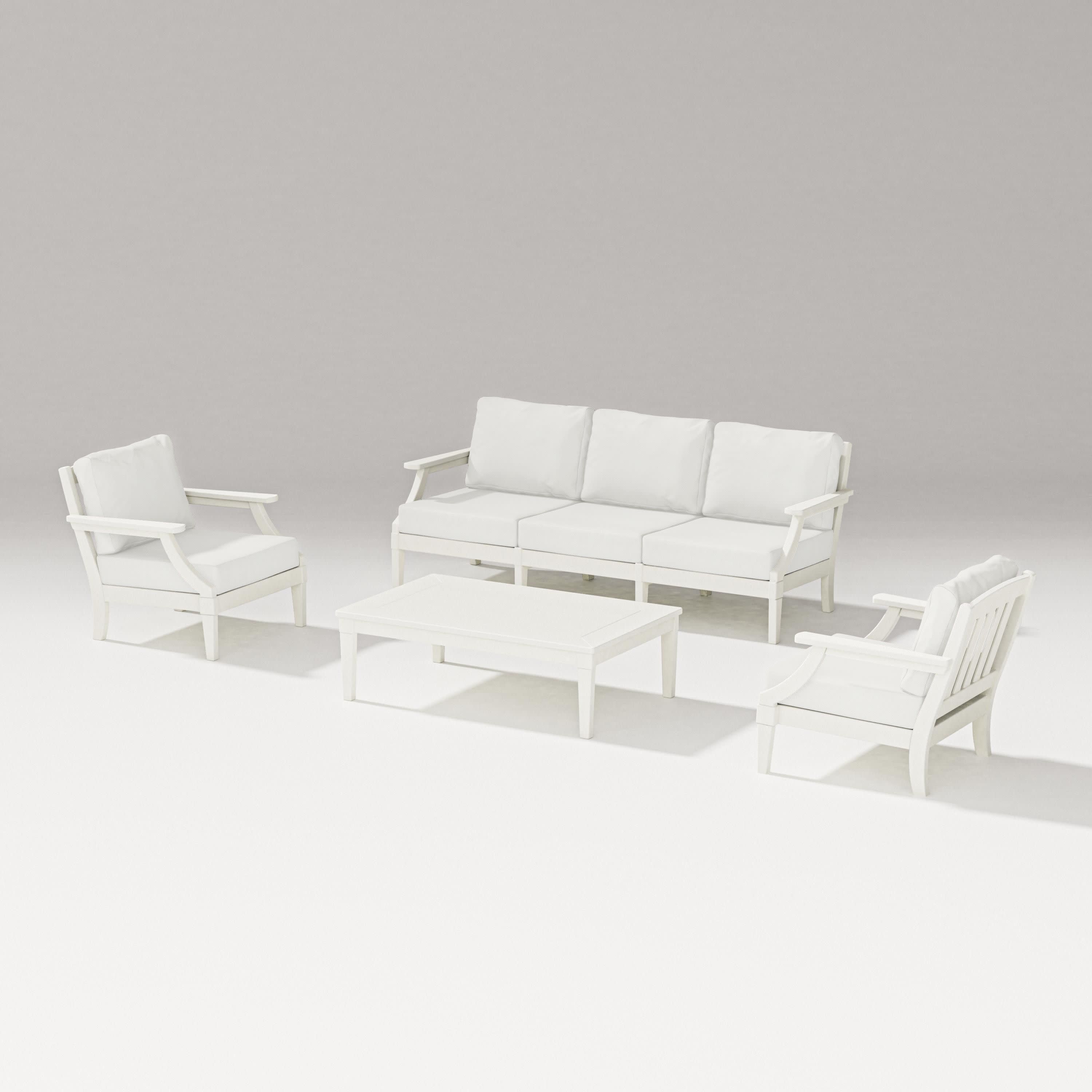 Estate 4-Piece Lounge Sofa Set in Vintage White / Natural Linen