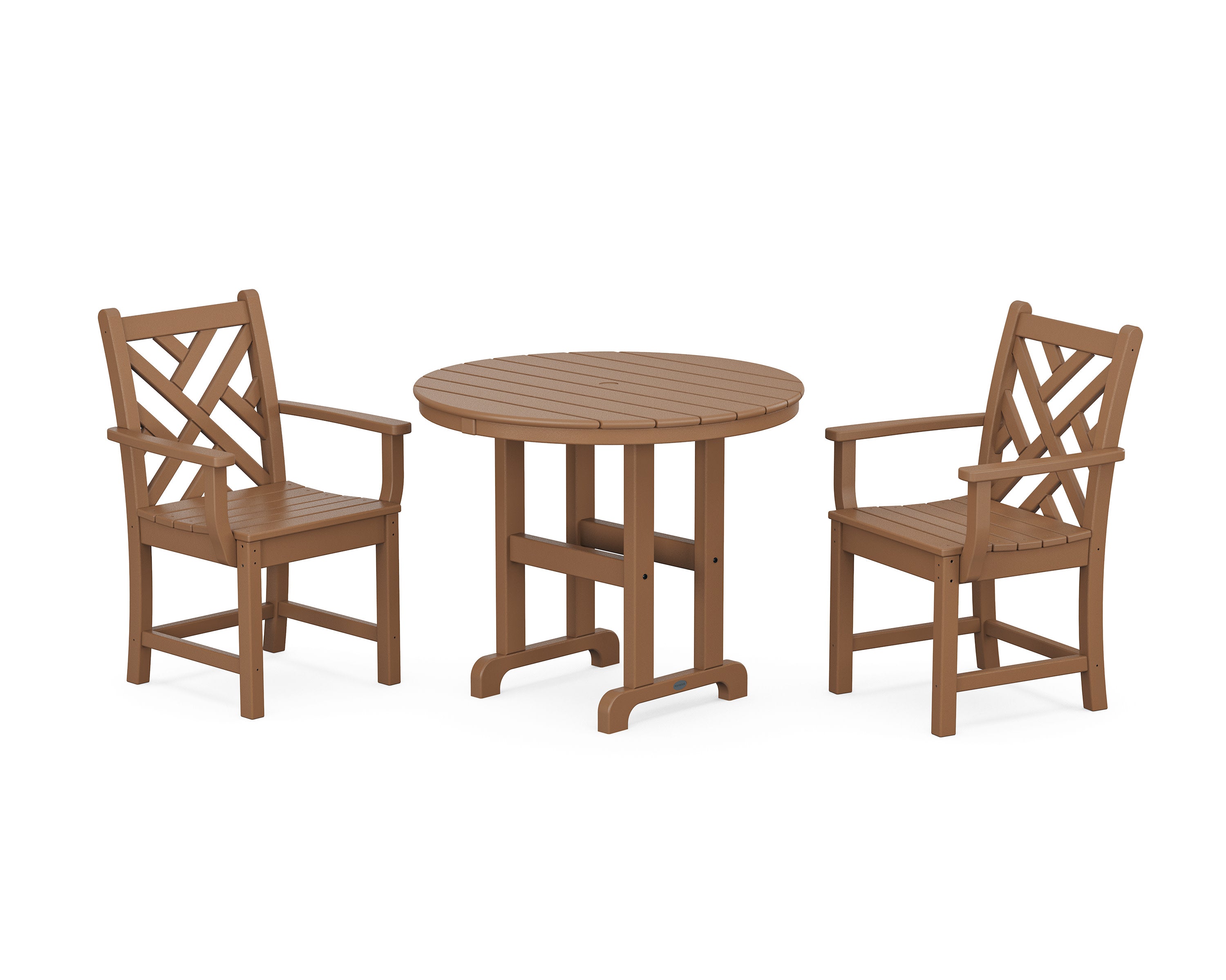 Chippendale 3-Piece Round Dining Set in Teak