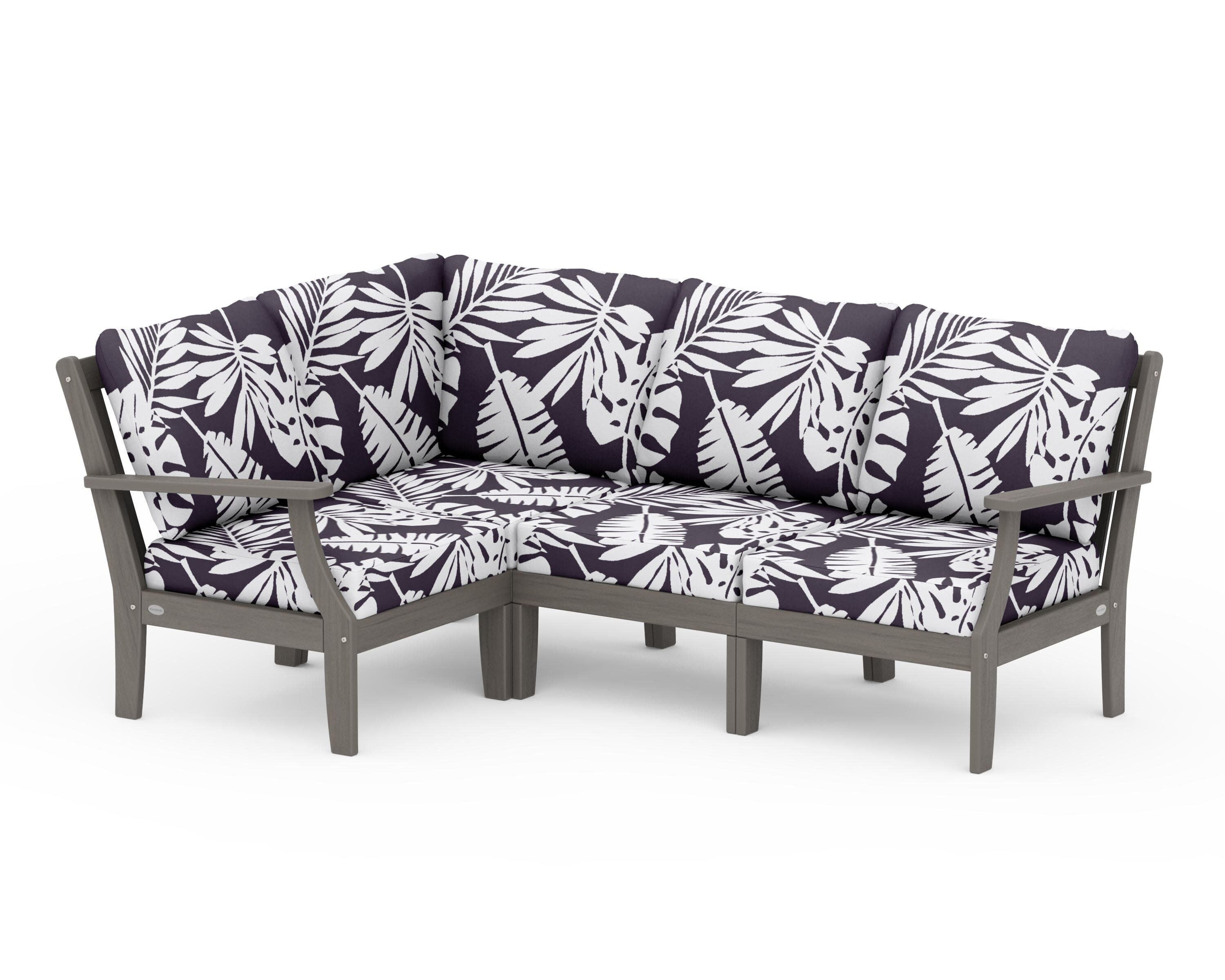 Braxton Modular 4-Piece Deep Seating Set in Driftwood / Leaf Navy
