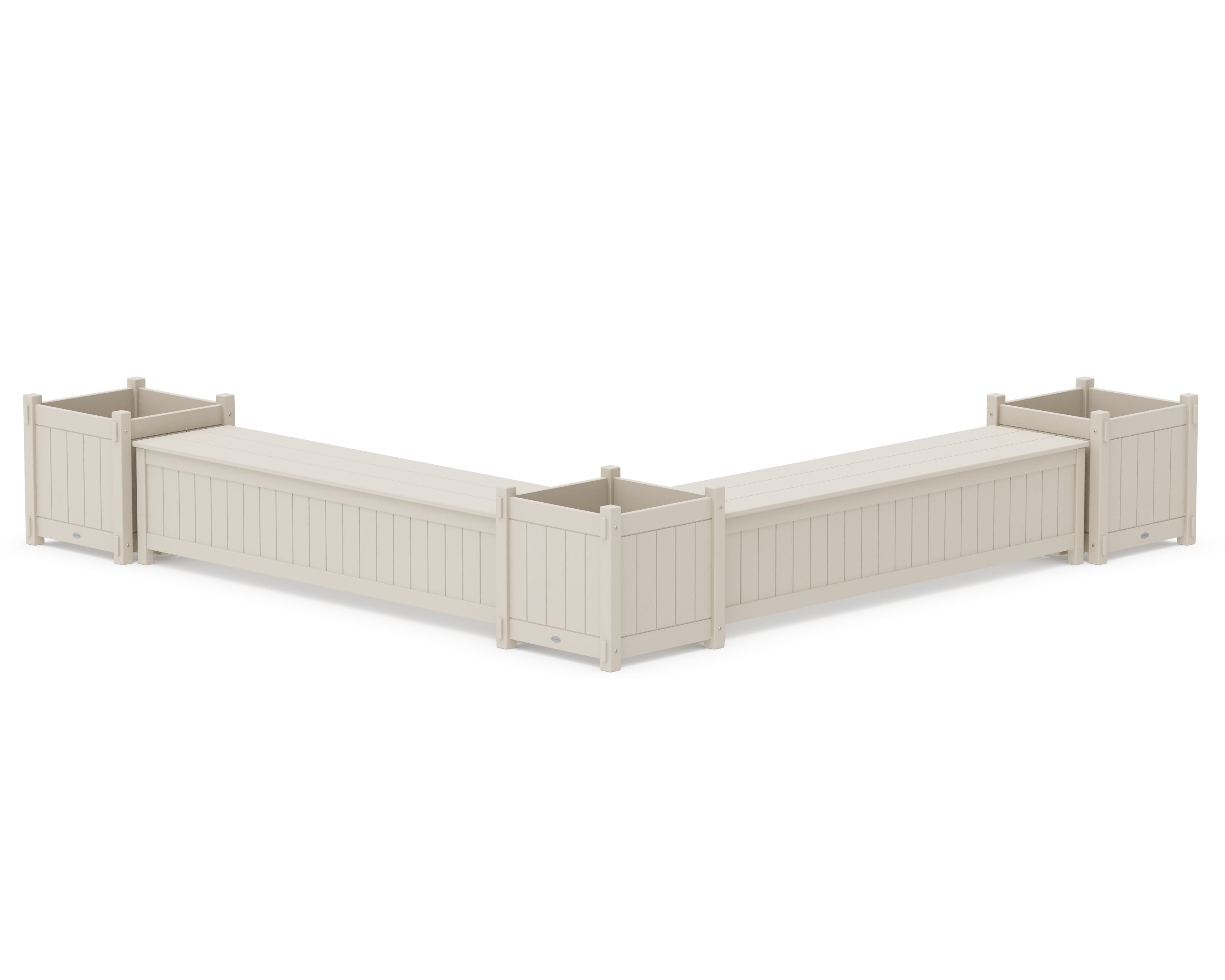 72" Vineyard L- Shaped Planter Storage Bench Corner Set- Large in Sand