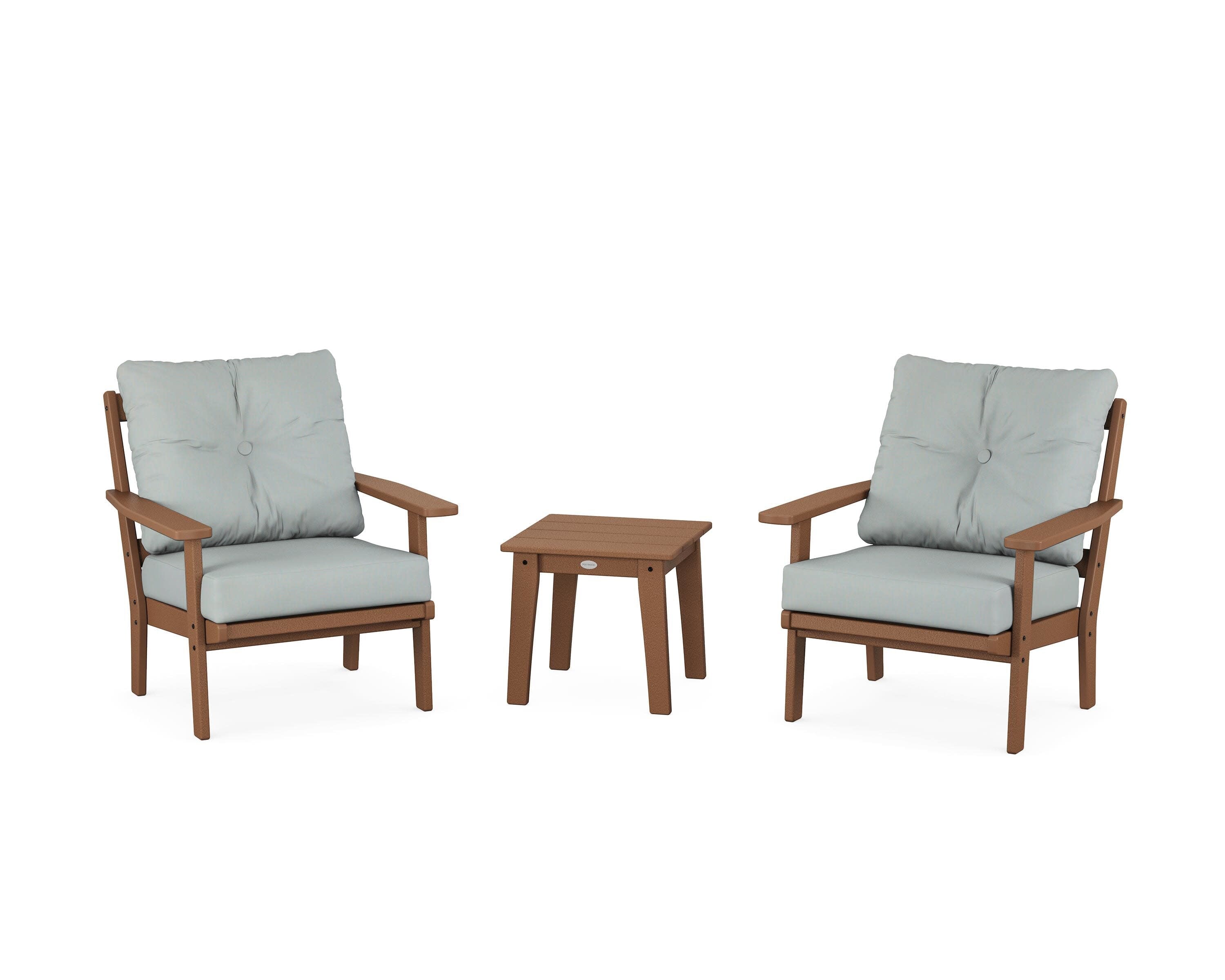 Prairie 3-Piece Deep Seating Set in Teak / Spa