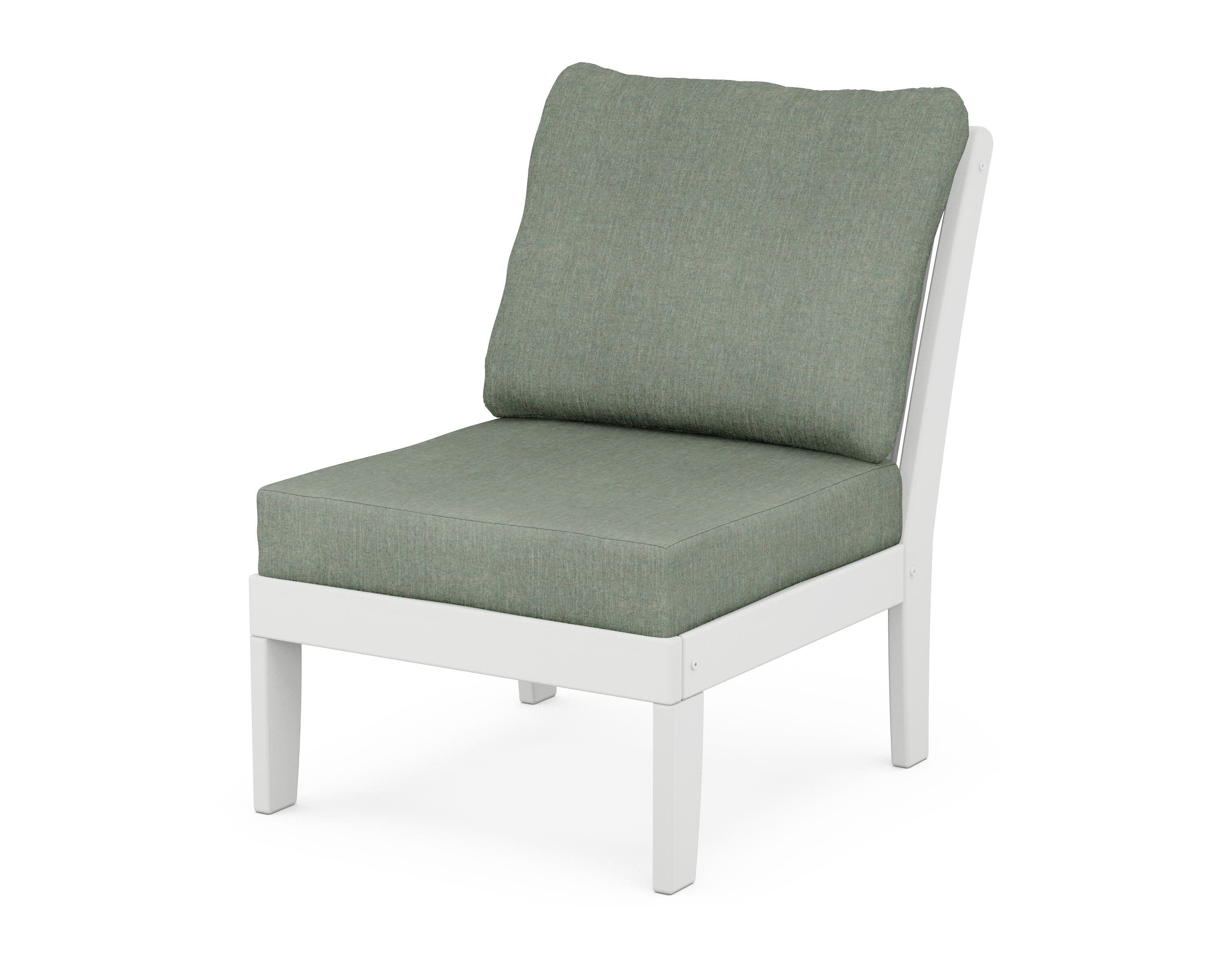 Braxton Modular Armless Chair in White / Cast Sage