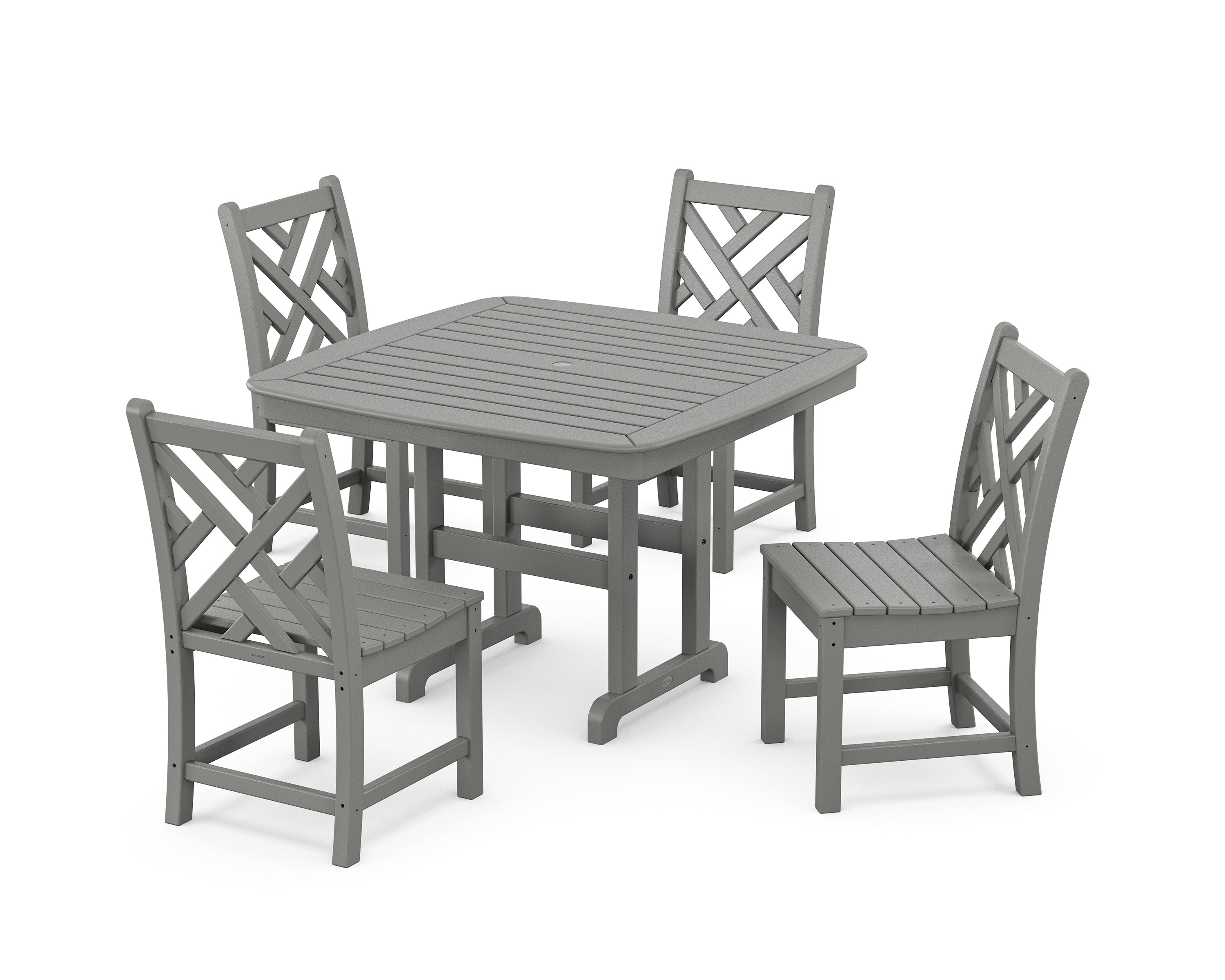 Chippendale Side Chair 5-Piece Dining Set with Trestle Legs in Slate Grey