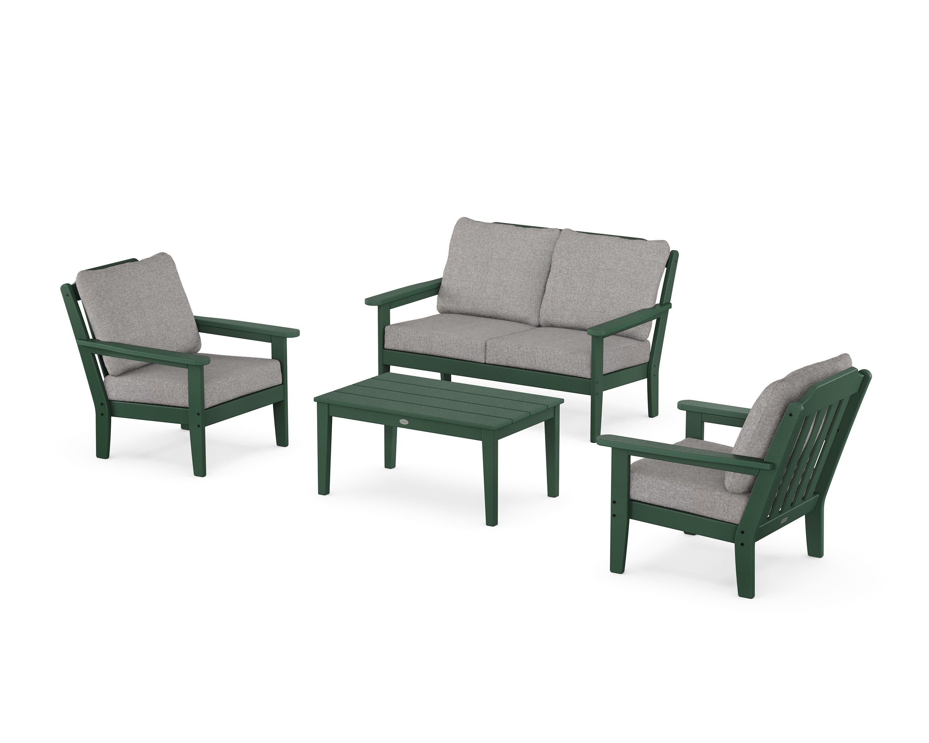 Cottage 4-Piece Deep Seating Set with Loveseat in Green / Grey Mist