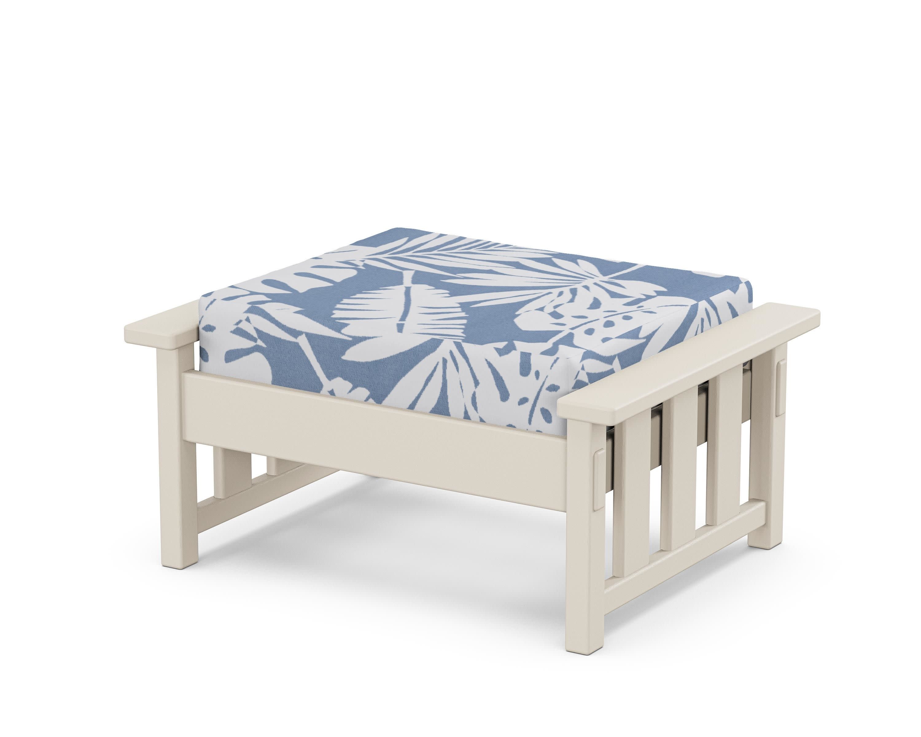 Acadia Deep Seating Ottoman in Sand / Leaf Sky Blue
