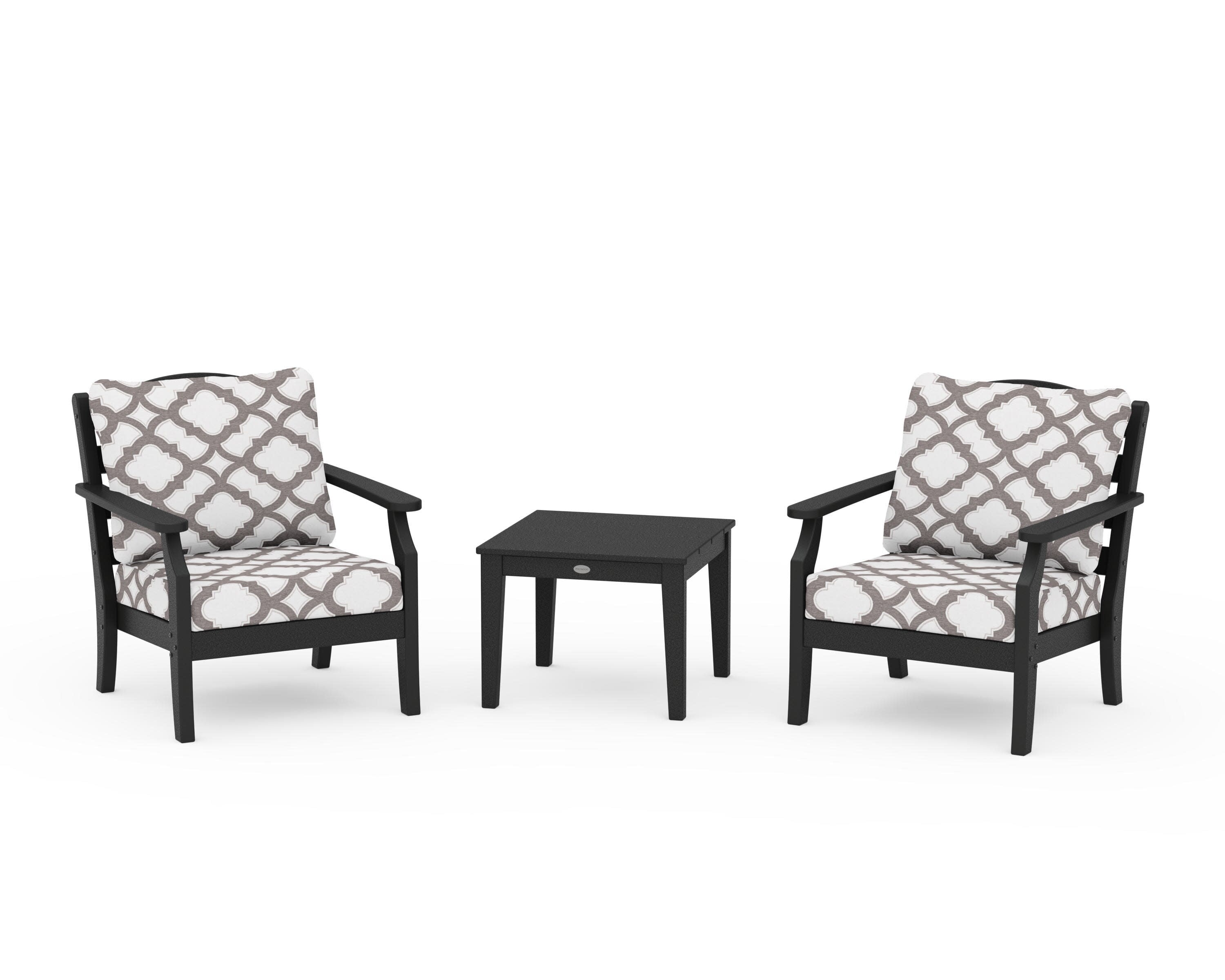 Savannah 3-Piece Deep Seating Set in Black / Trellis Grey Mist