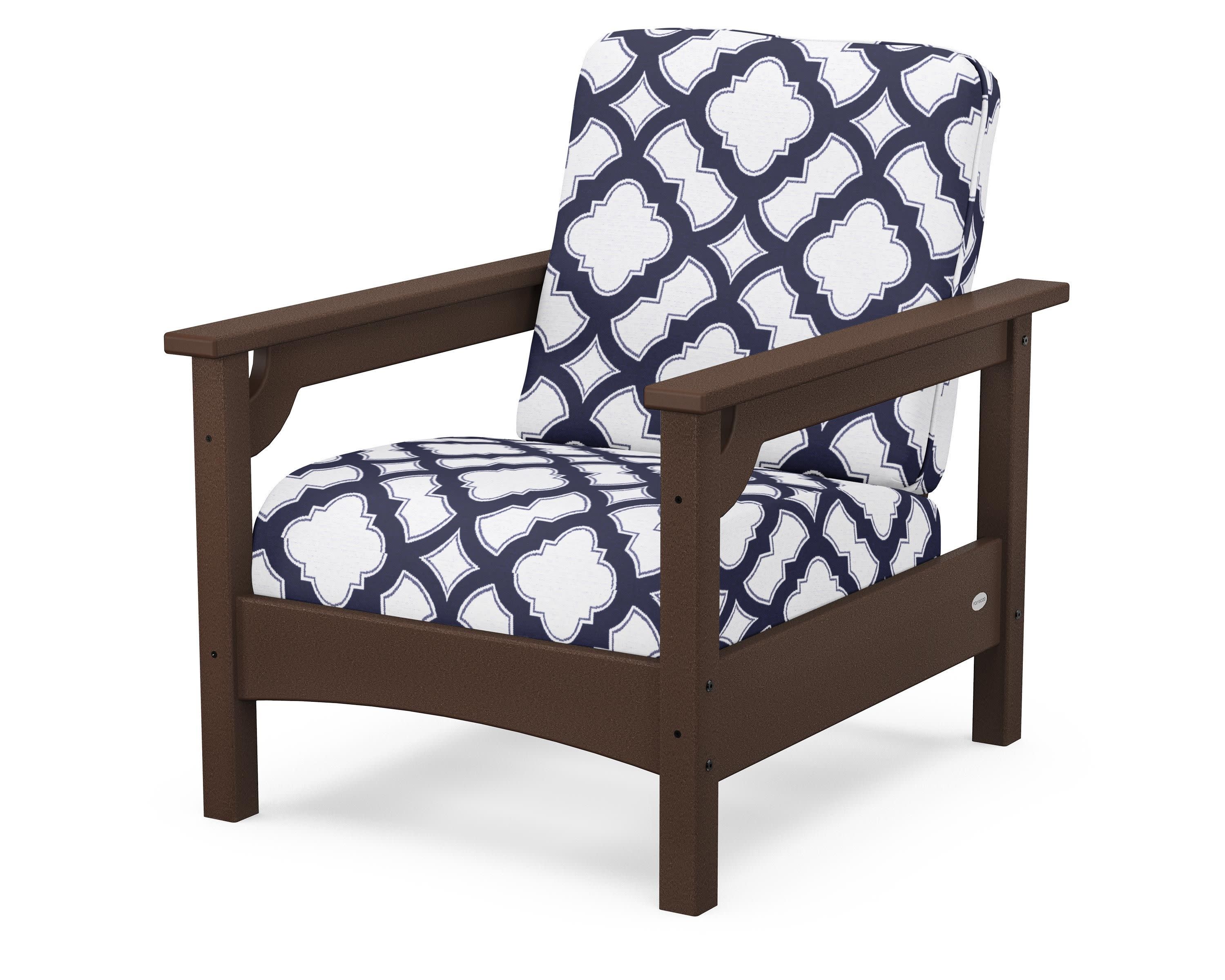 Club Chair in Mahogany / Trellis Navy