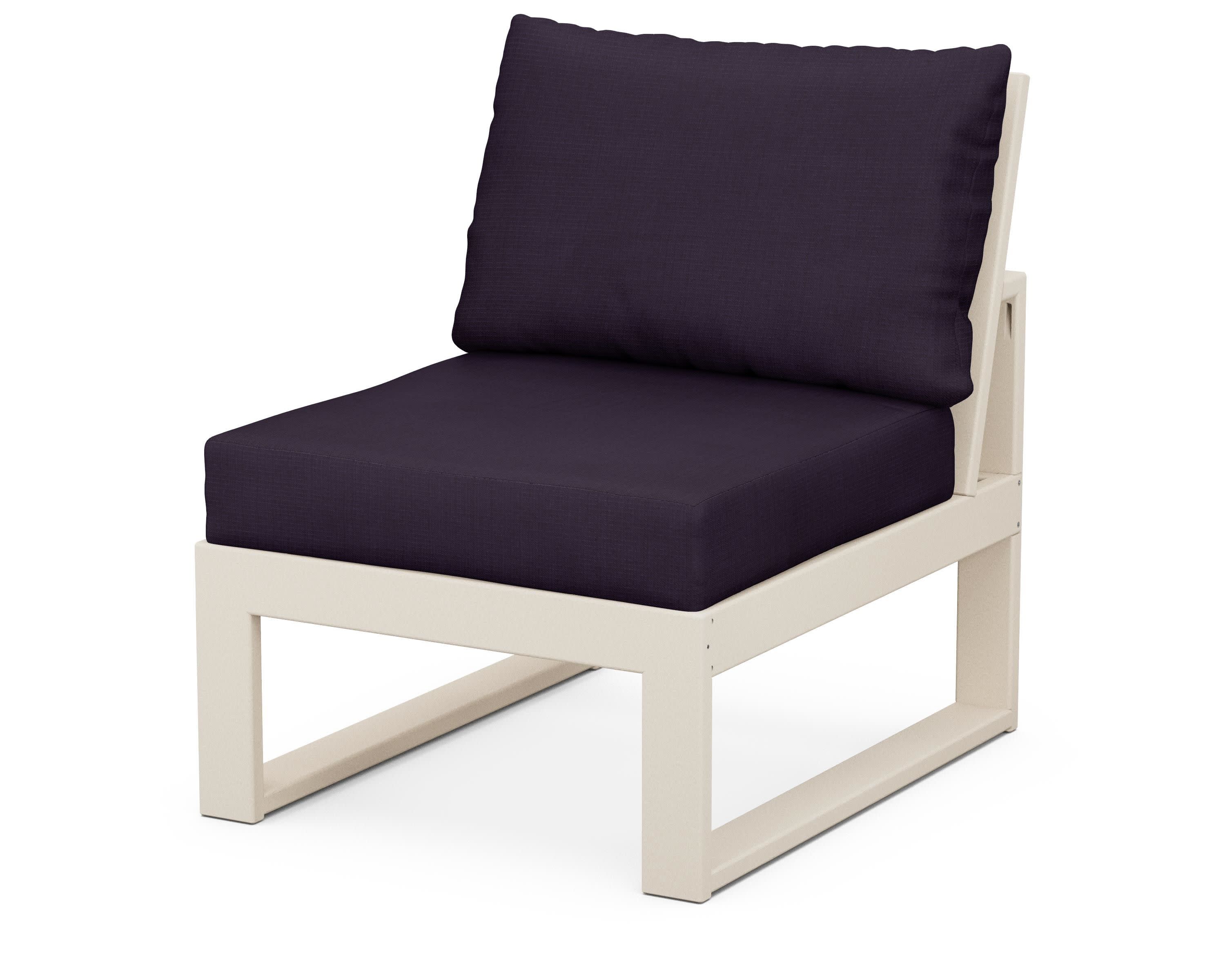 Modular Armless Chair in Sand / Navy Linen