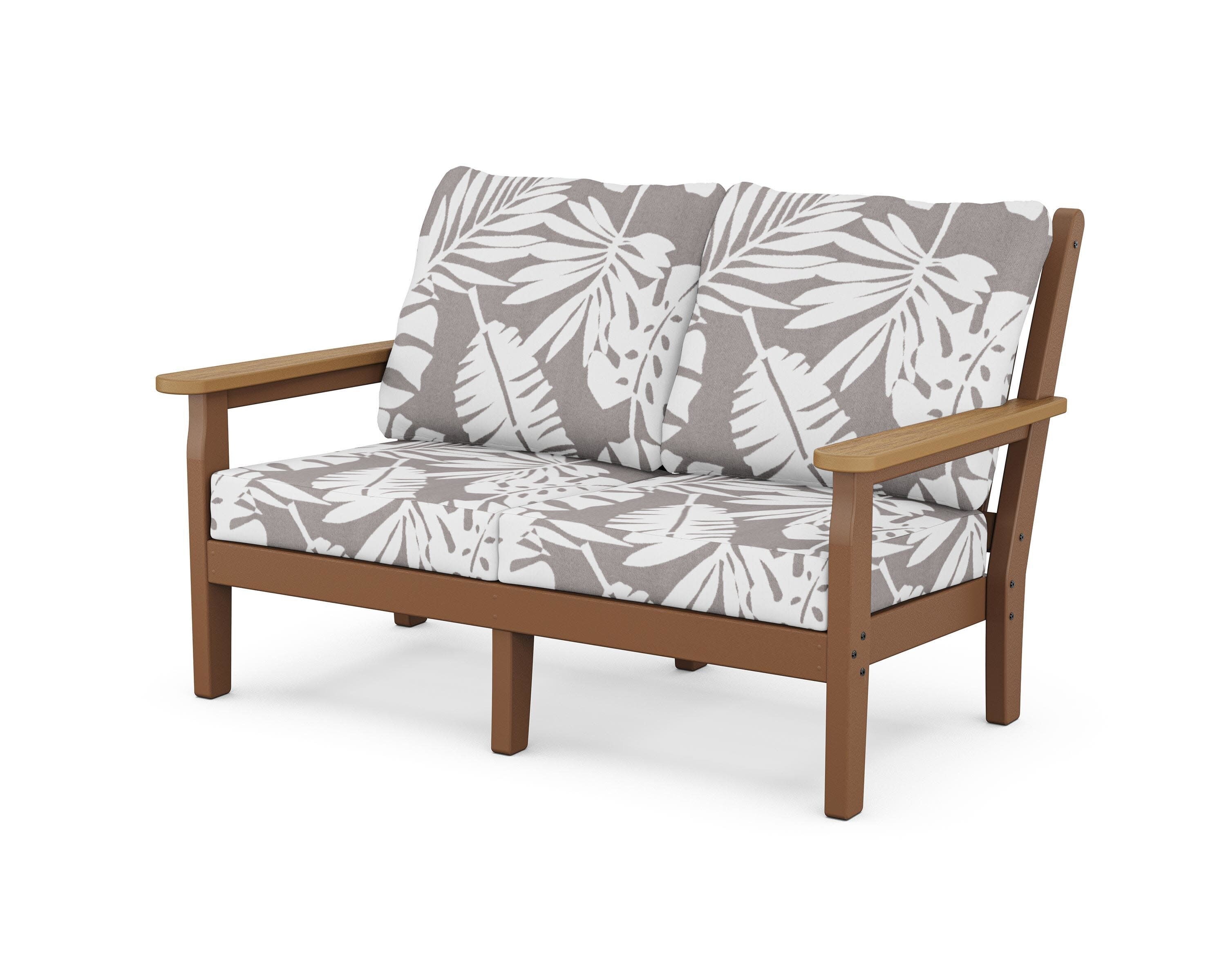 Chippendale Deep Seating Loveseat in Teak / Natural / Leaf Grey Mist