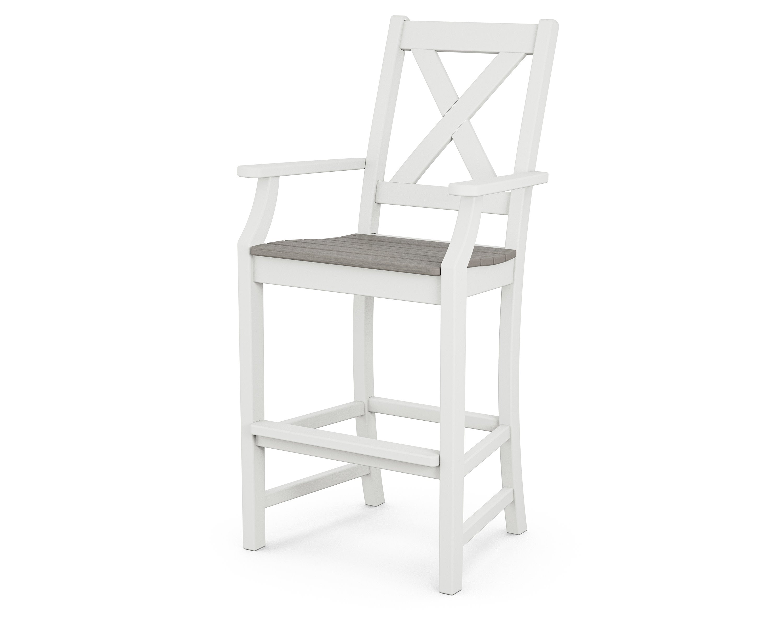 Braxton Bar Arm Chair in White / Driftwood