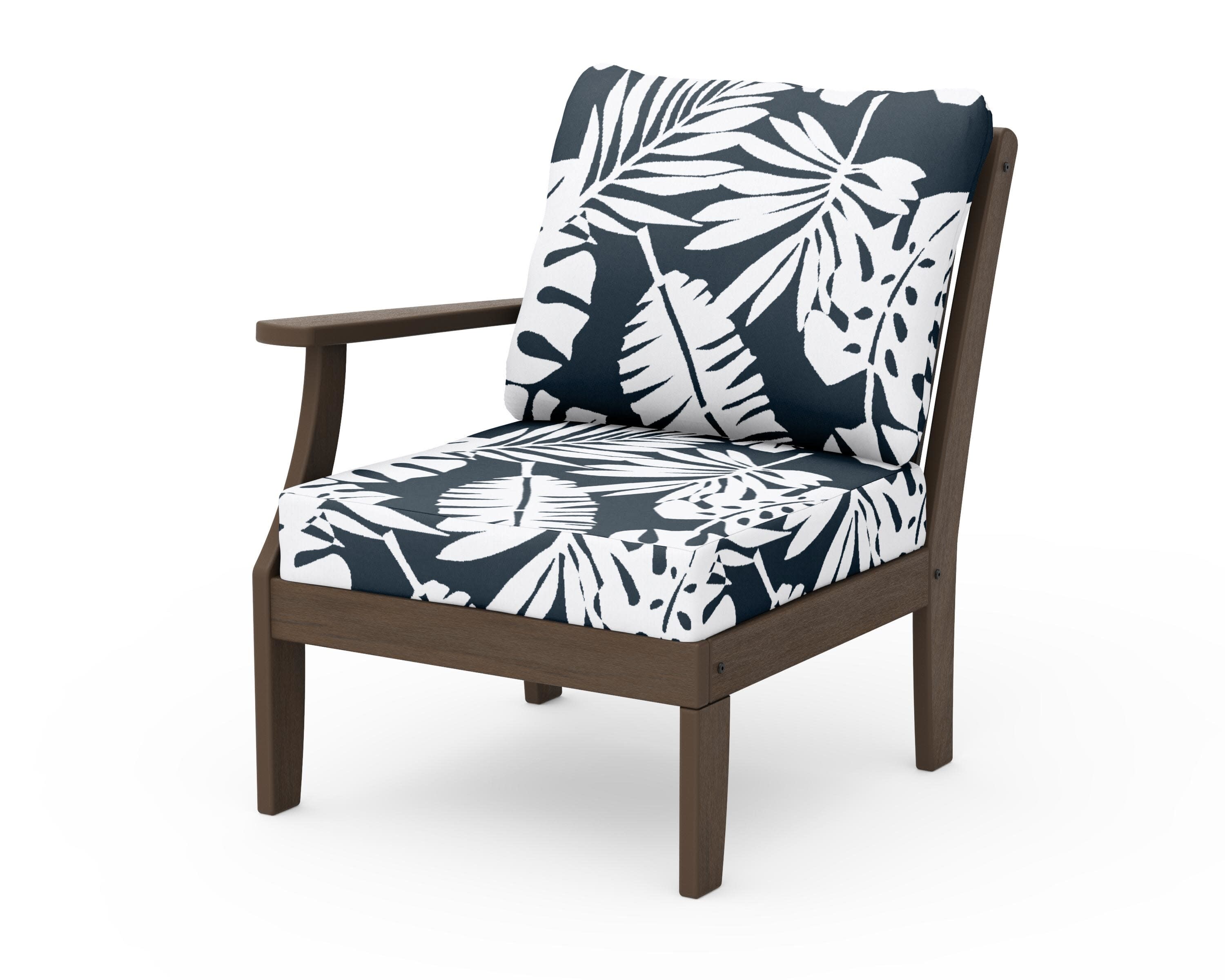 Braxton Modular Left Arm Chair in Kona / Leaf Marine Indigo