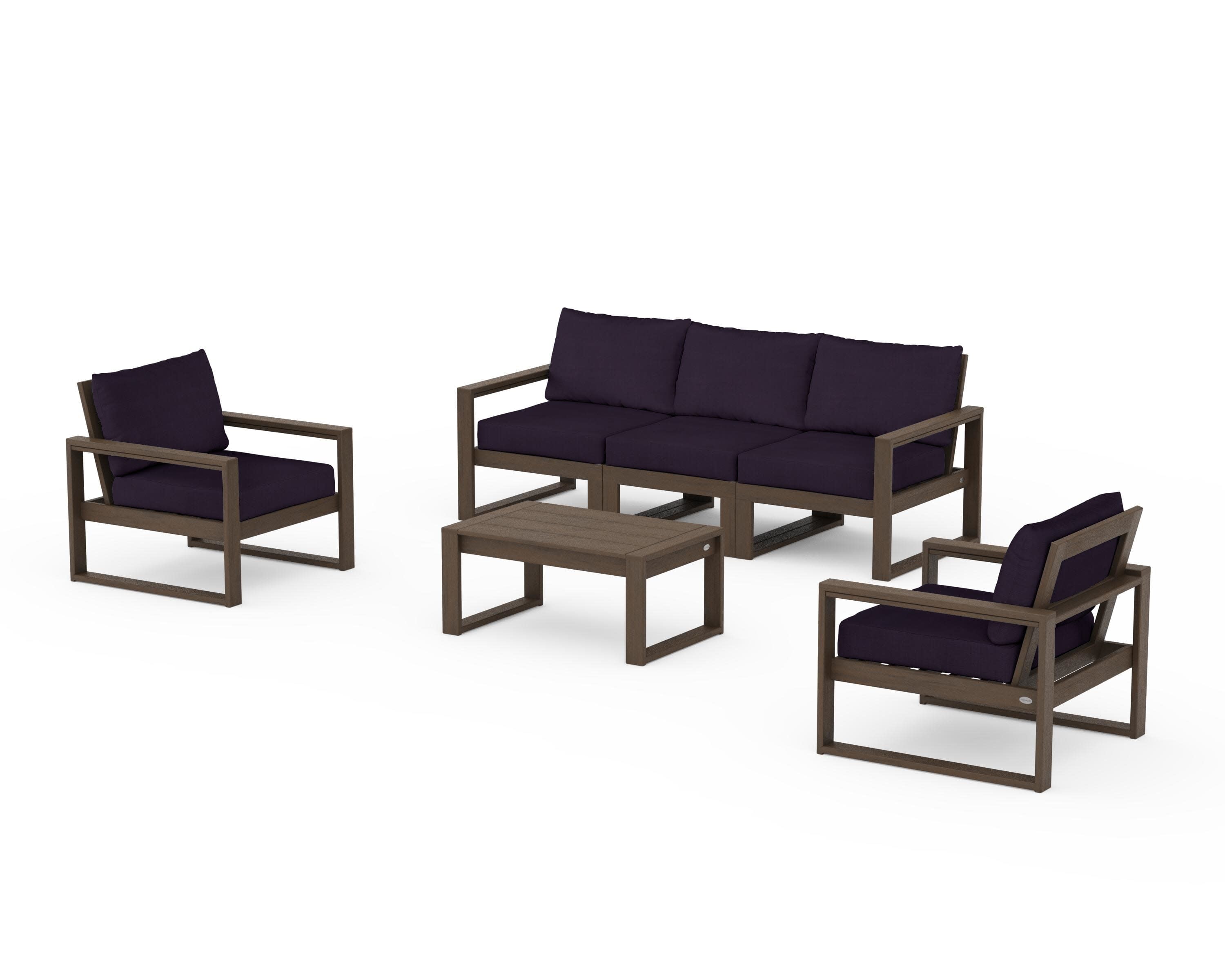 EDGE Sectional 4-Piece Deep Seating Set with Sofa in Kona / Navy Linen