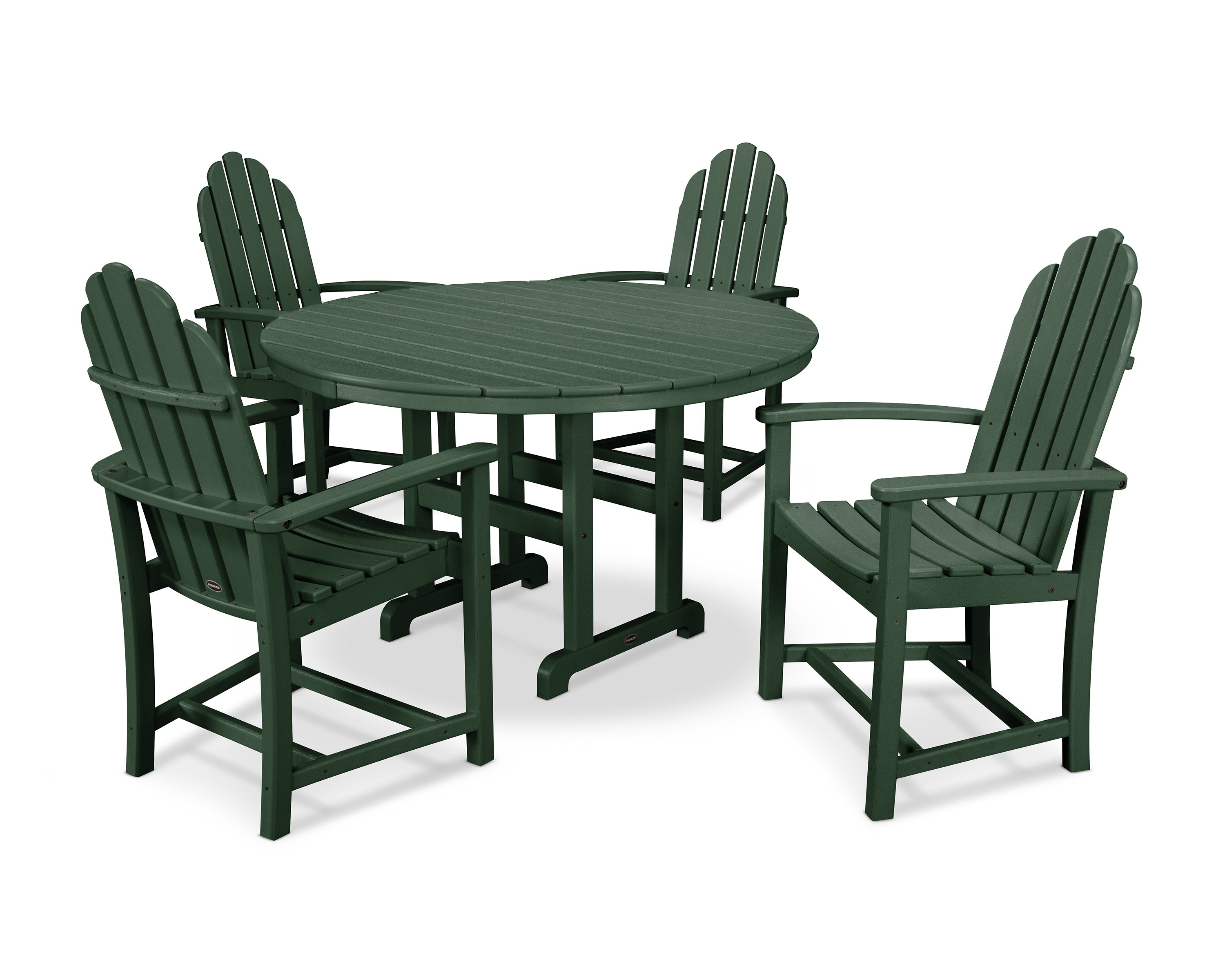 Classic Adirondack 5-Piece Round Farmhouse Dining Set in Green