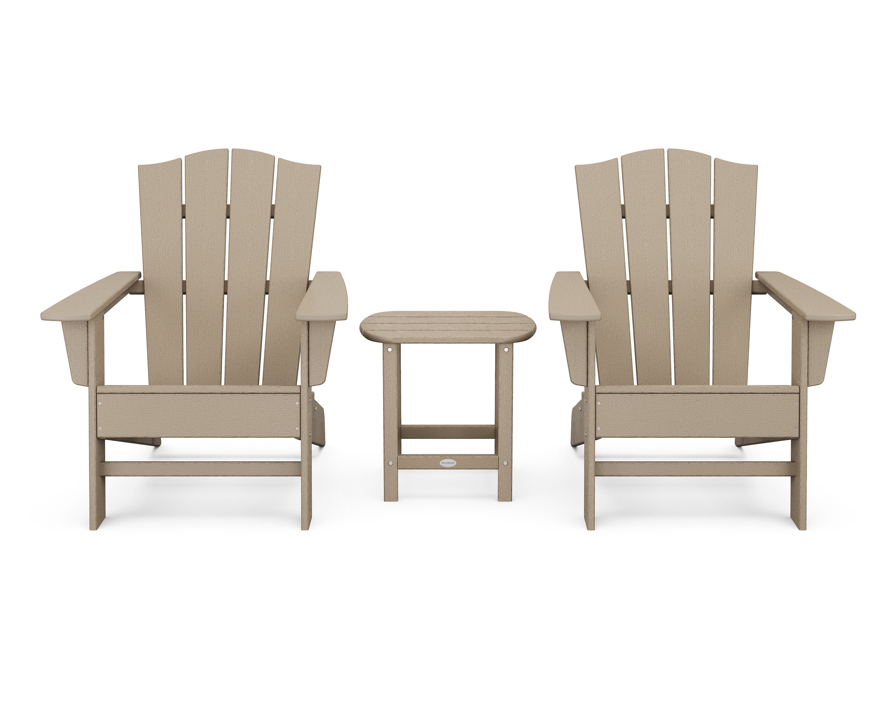 Wave 3-Piece Adirondack Chair Set with The Crest Chairs in Vintage Sahara