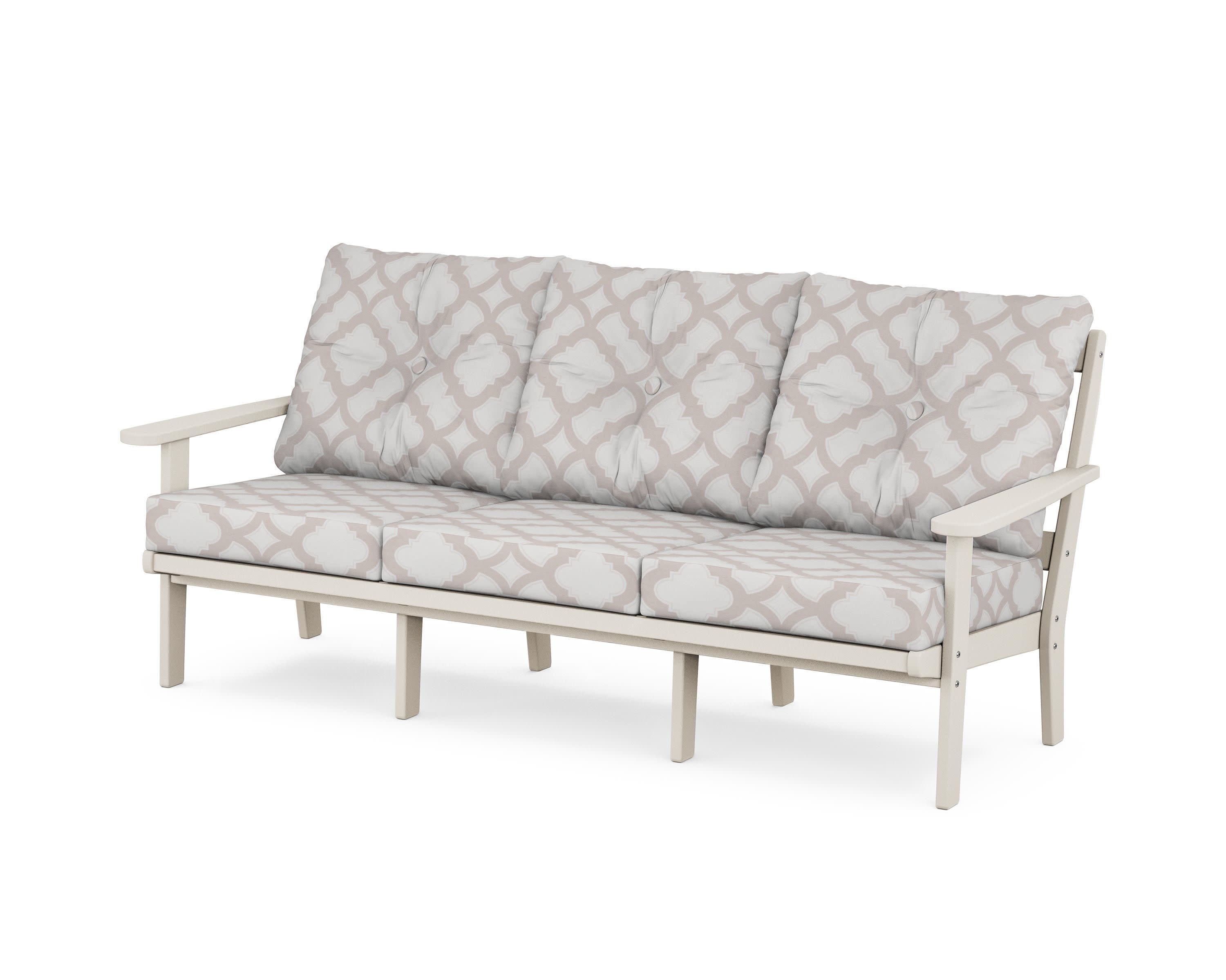 Mission Deep Seating Sofa in Sand / Trellis Dune Burlap