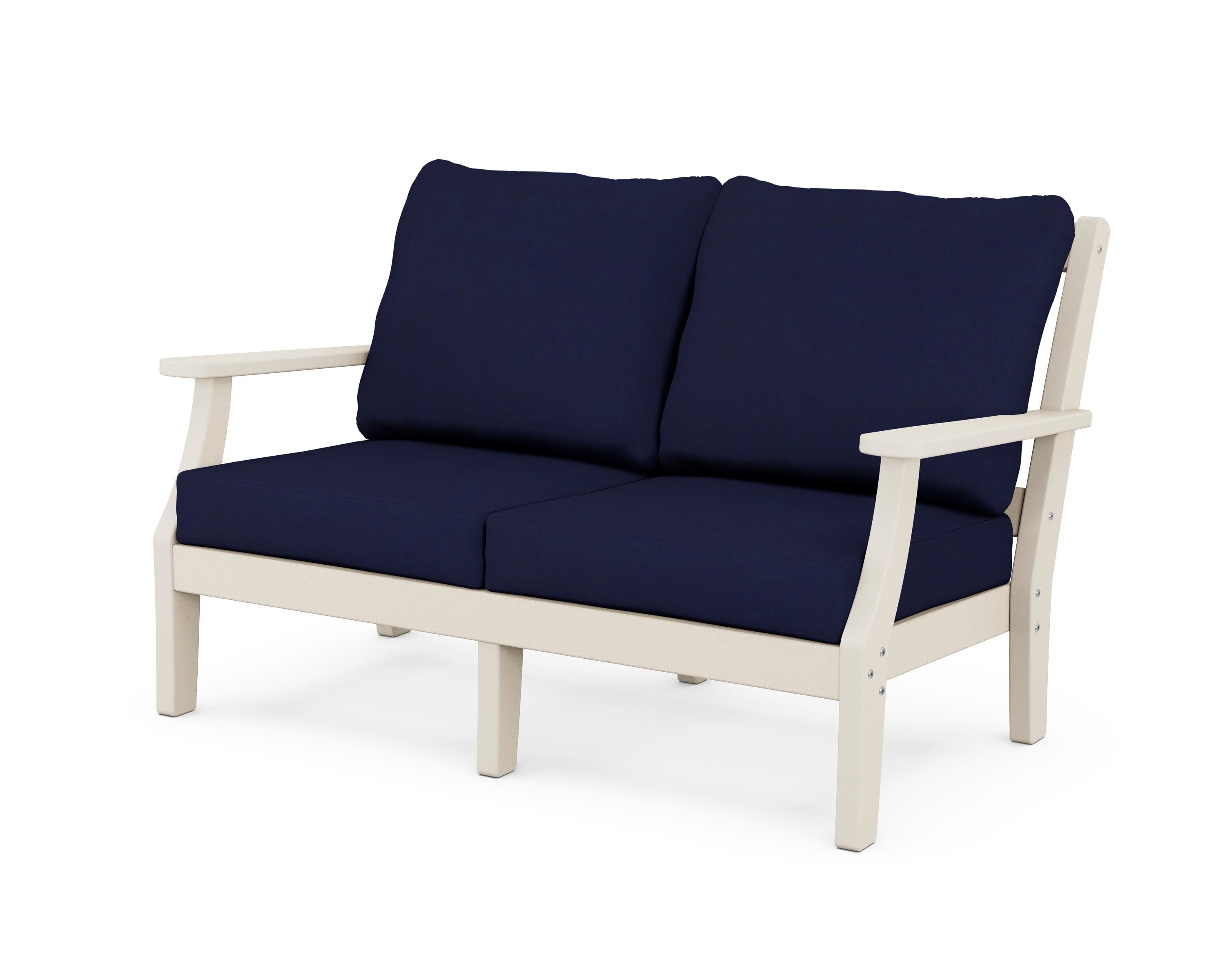 Chinoiserie Deep Seating Loveseat in Sand / Navy