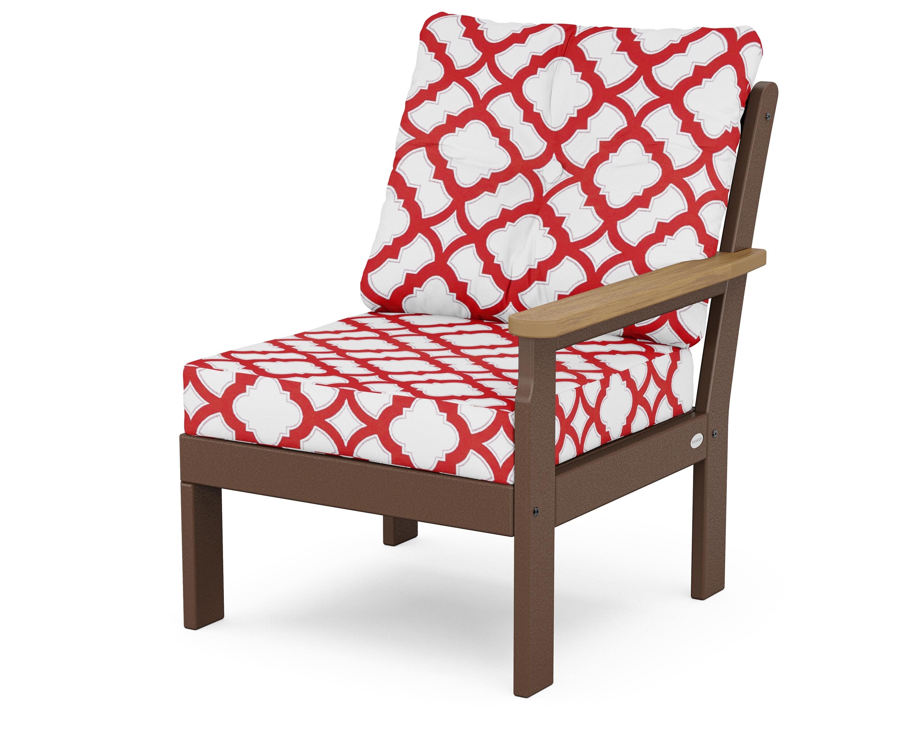 Vineyard Modular Right Arm Chair in Mahogany / Natural / Trellis Crimson