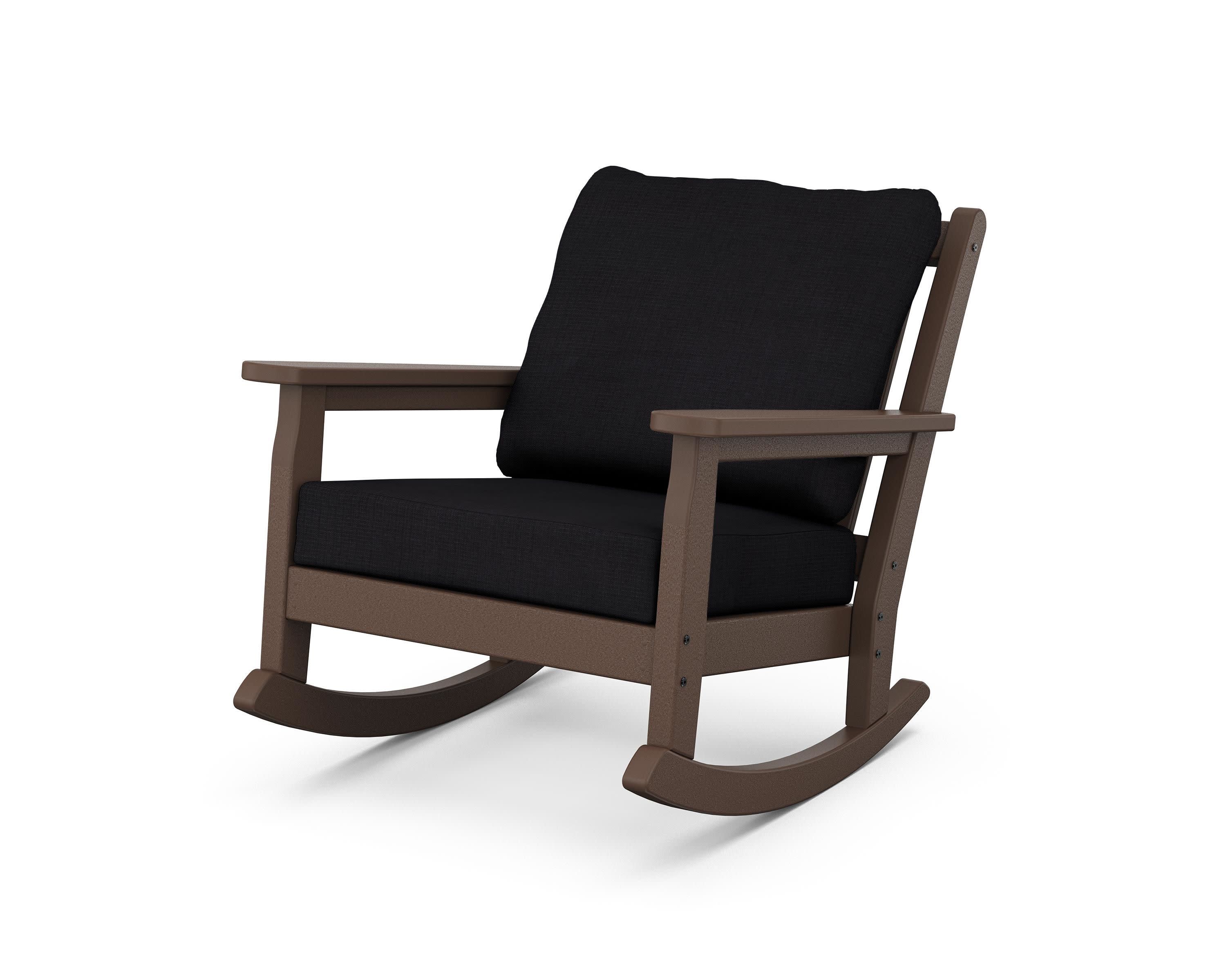 Chippendale Deep Seating Rocking Chair in Mahogany / Midnight Linen