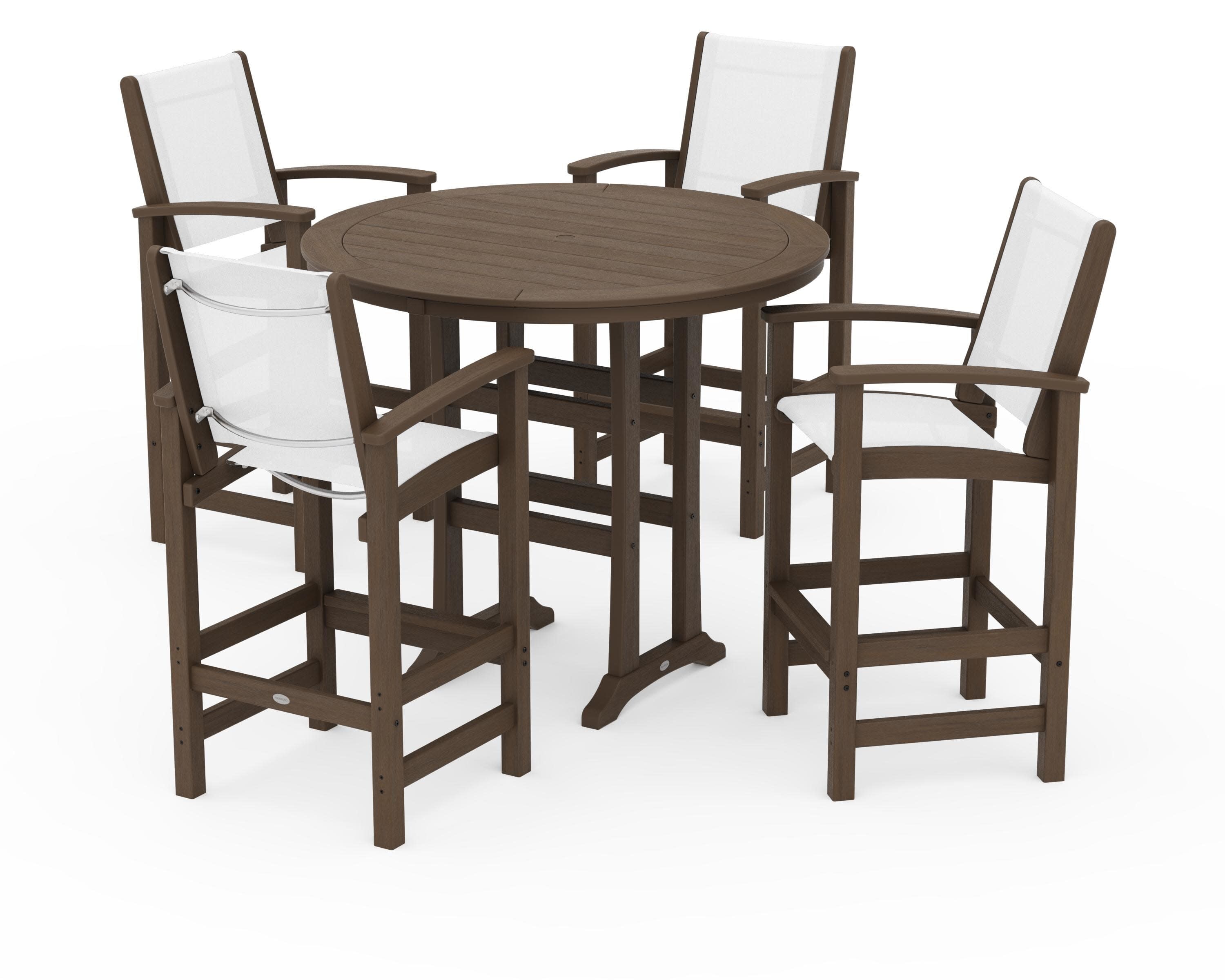 Coastal 5-Piece Nautical Trestle Bar Set in Kona / White Sling