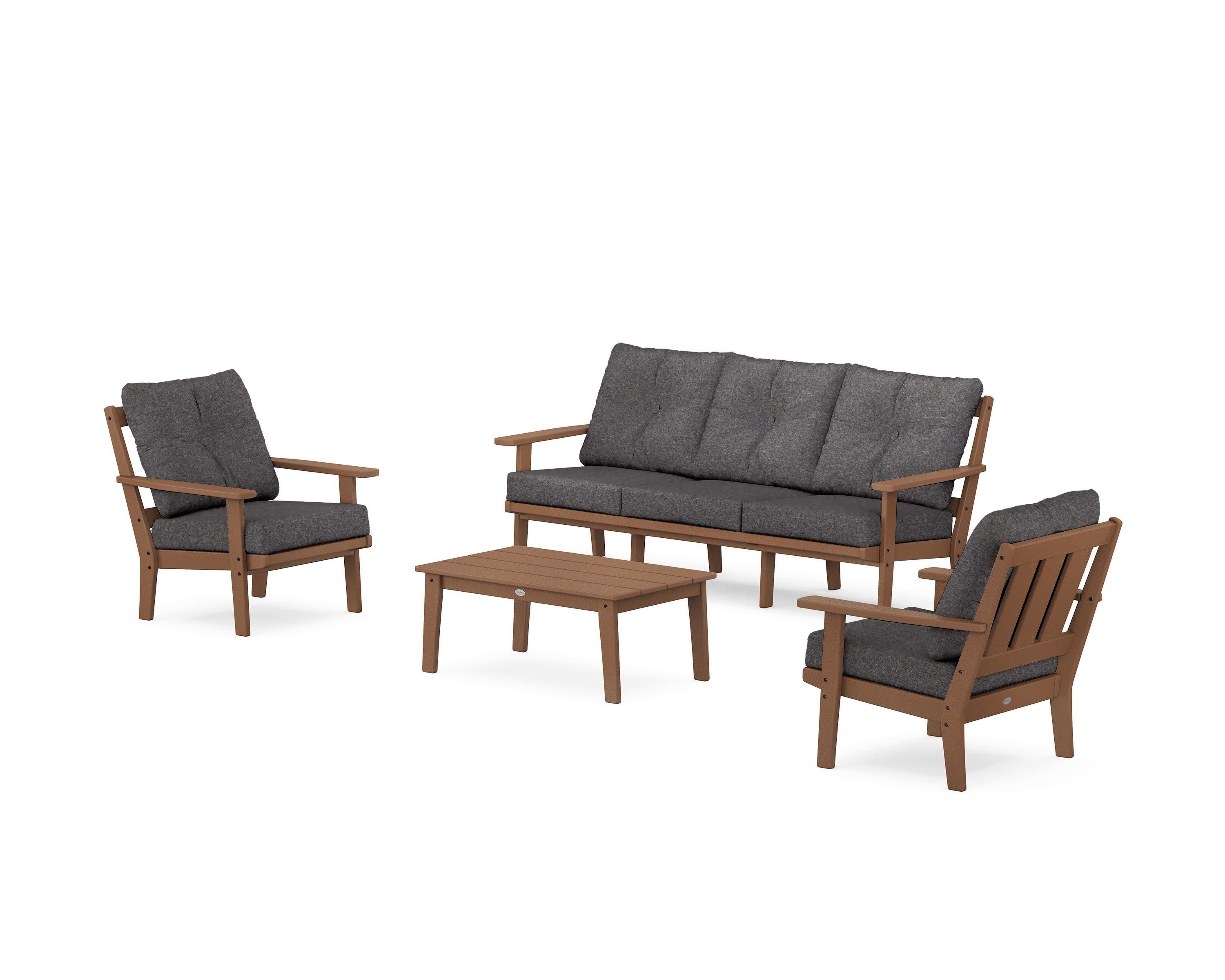 Oxford 4-Piece Deep Seating Set with Sofa in Teak / Ash Charcoal